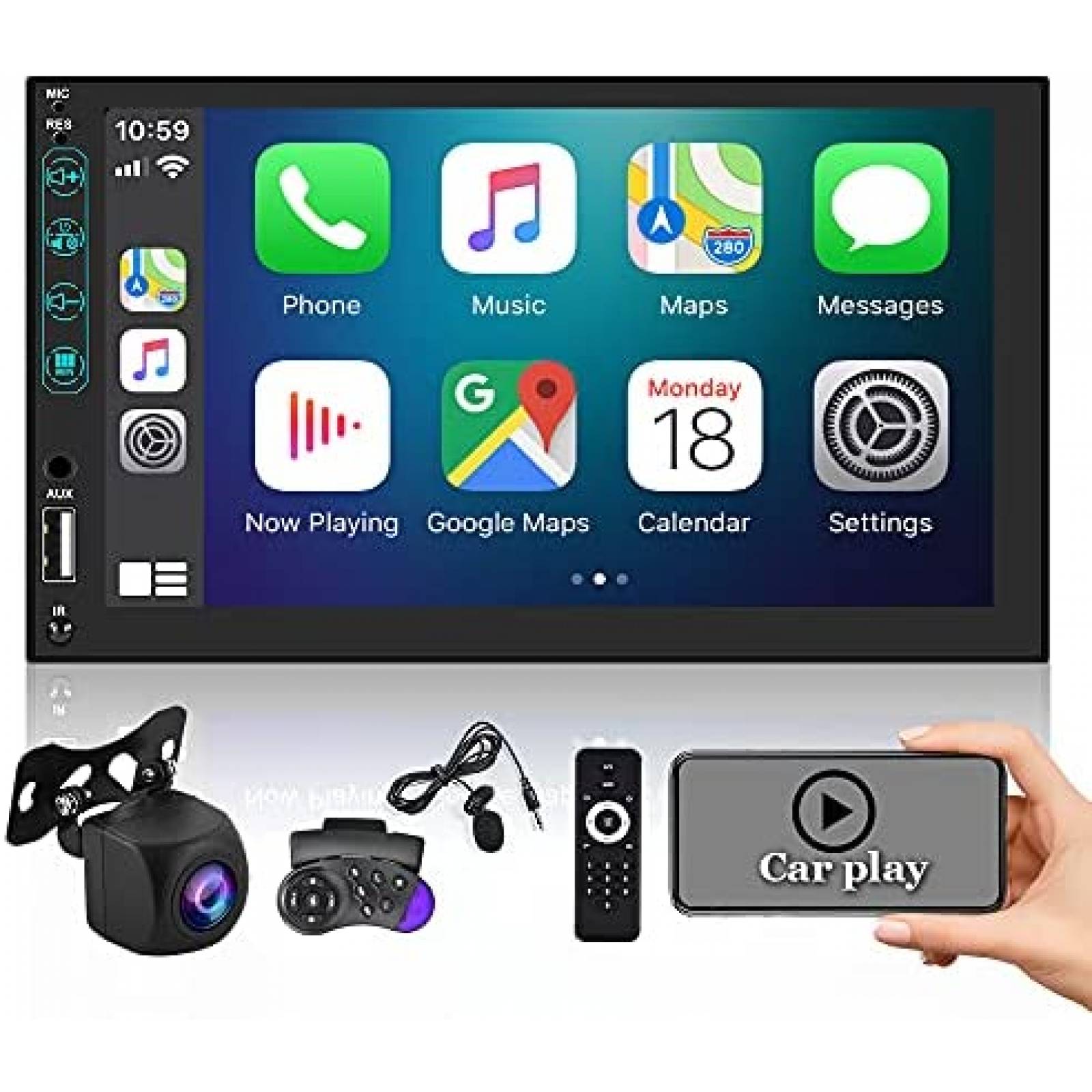 Estereo Carro EKAT Pantalla 7" Bluetooth compatible -Negro