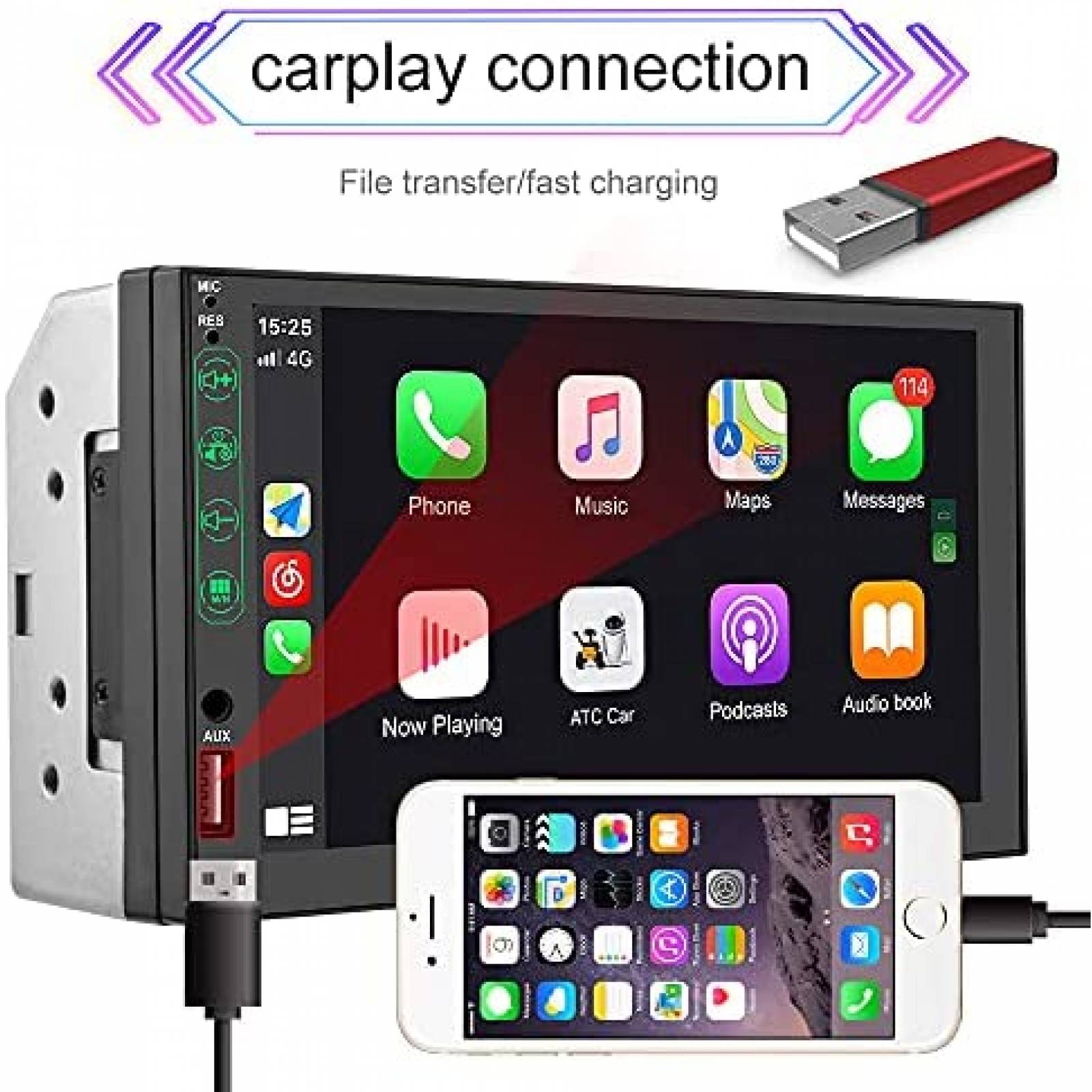 Estereo Carro EKAT Pantalla 7" Bluetooth compatible -Negro