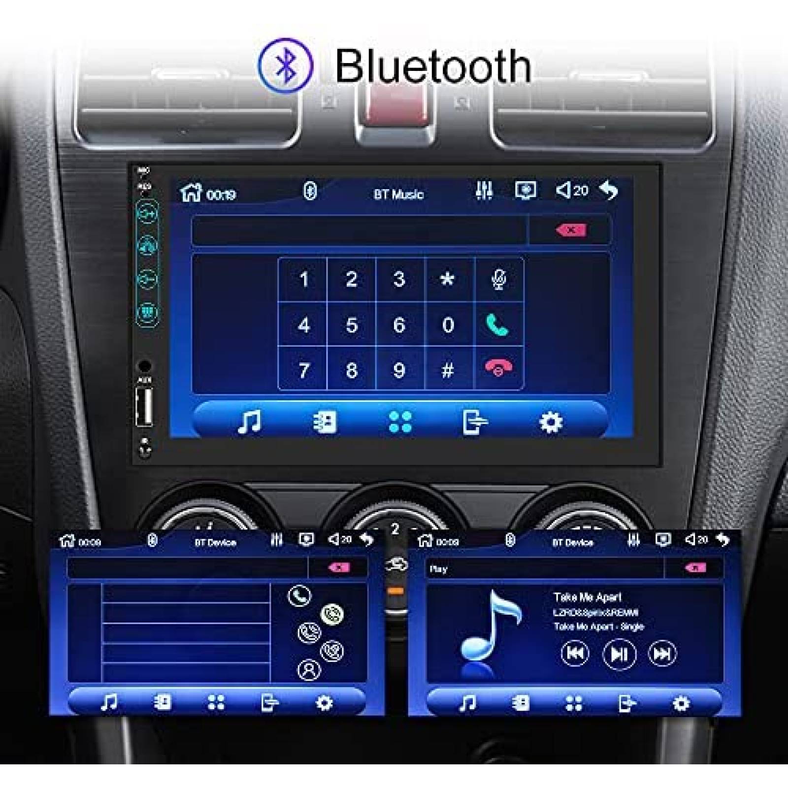 Estereo Carro EKAT Pantalla 7" Bluetooth compatible -Negro