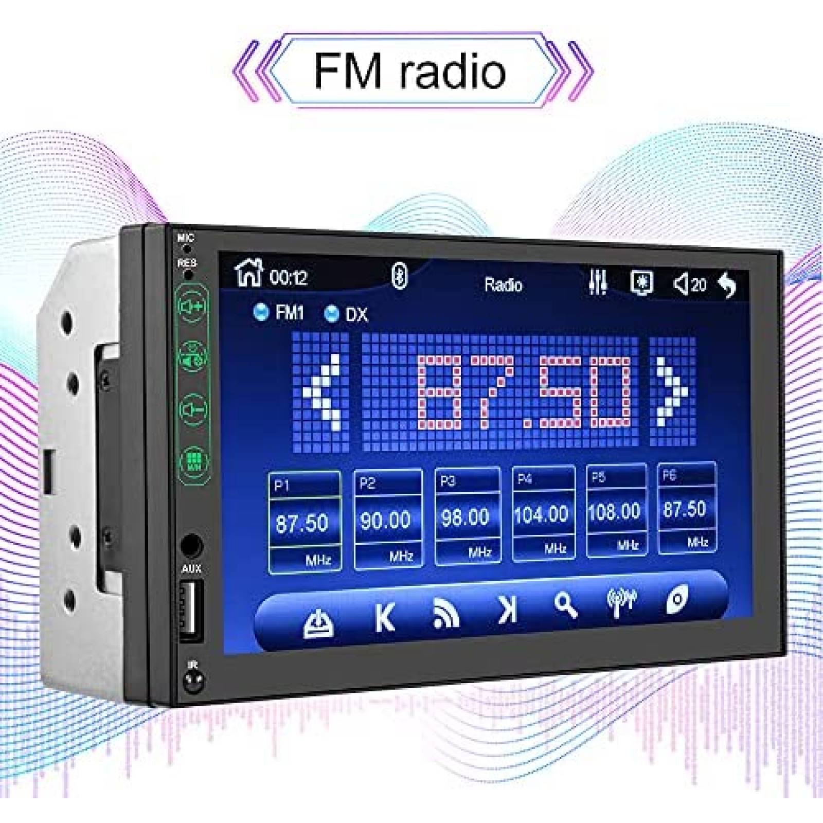 Estereo Carro EKAT Pantalla 7" Bluetooth compatible -Negro