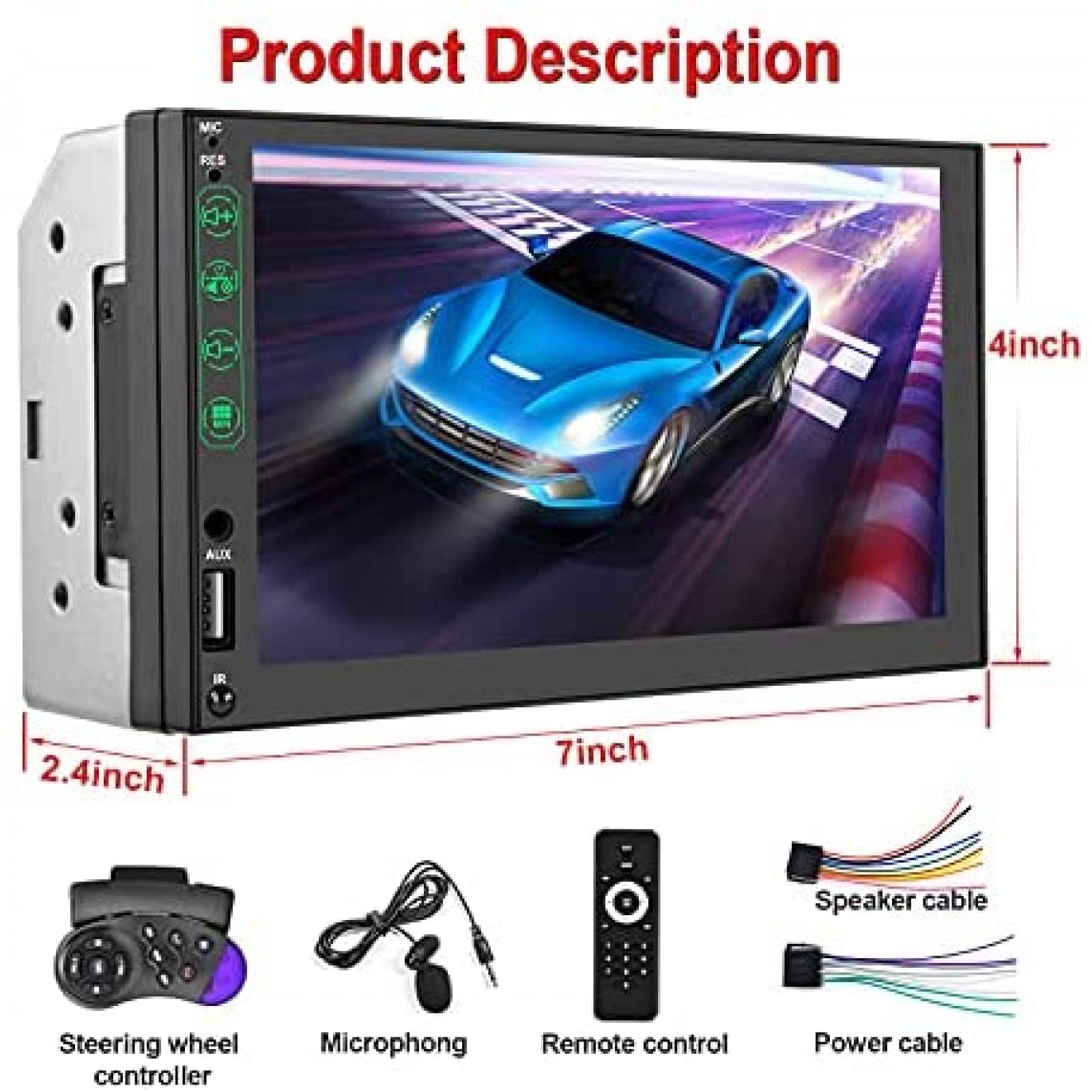 Estereo Carro EKAT Pantalla 7" Bluetooth compatible -Negro
