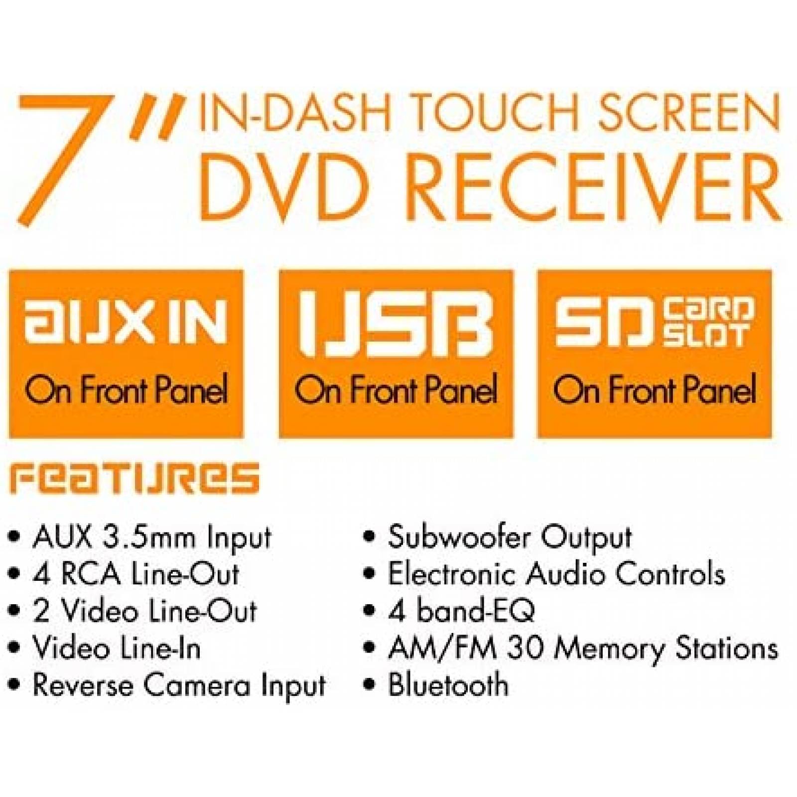 Estereo para Carro XO Vision X358 7'' Tactil DVD USB -Negro