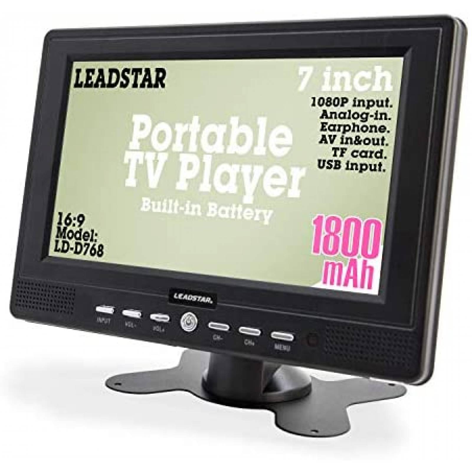 Reproductor de TV portatil LEADSTAR 7" HD TDT LED TV -Negro