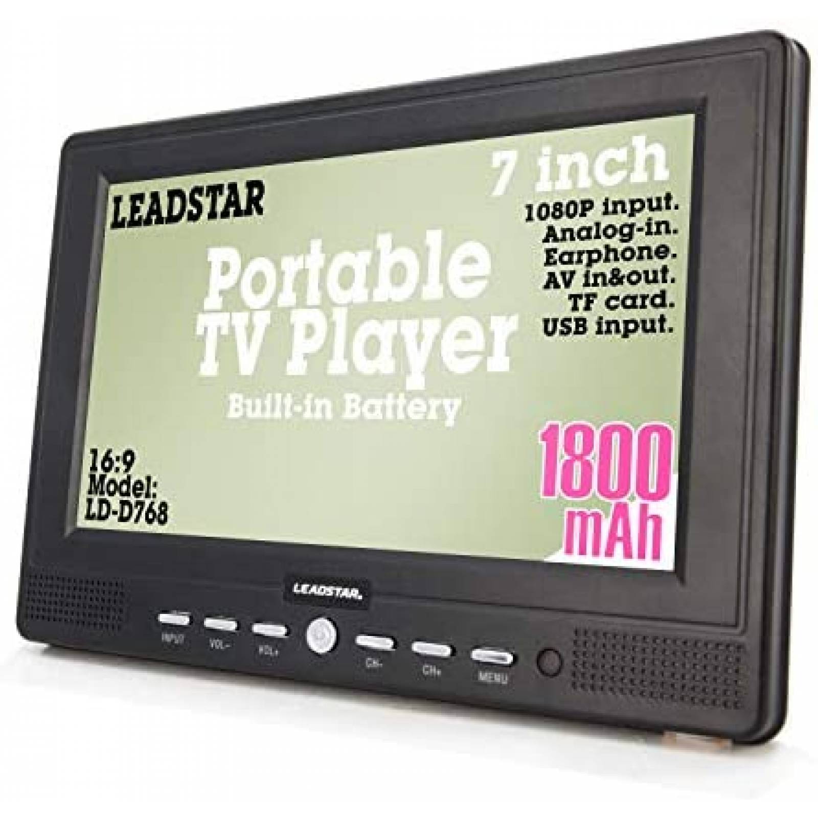 Reproductor de TV portatil LEADSTAR 7" HD TDT LED TV -Negro