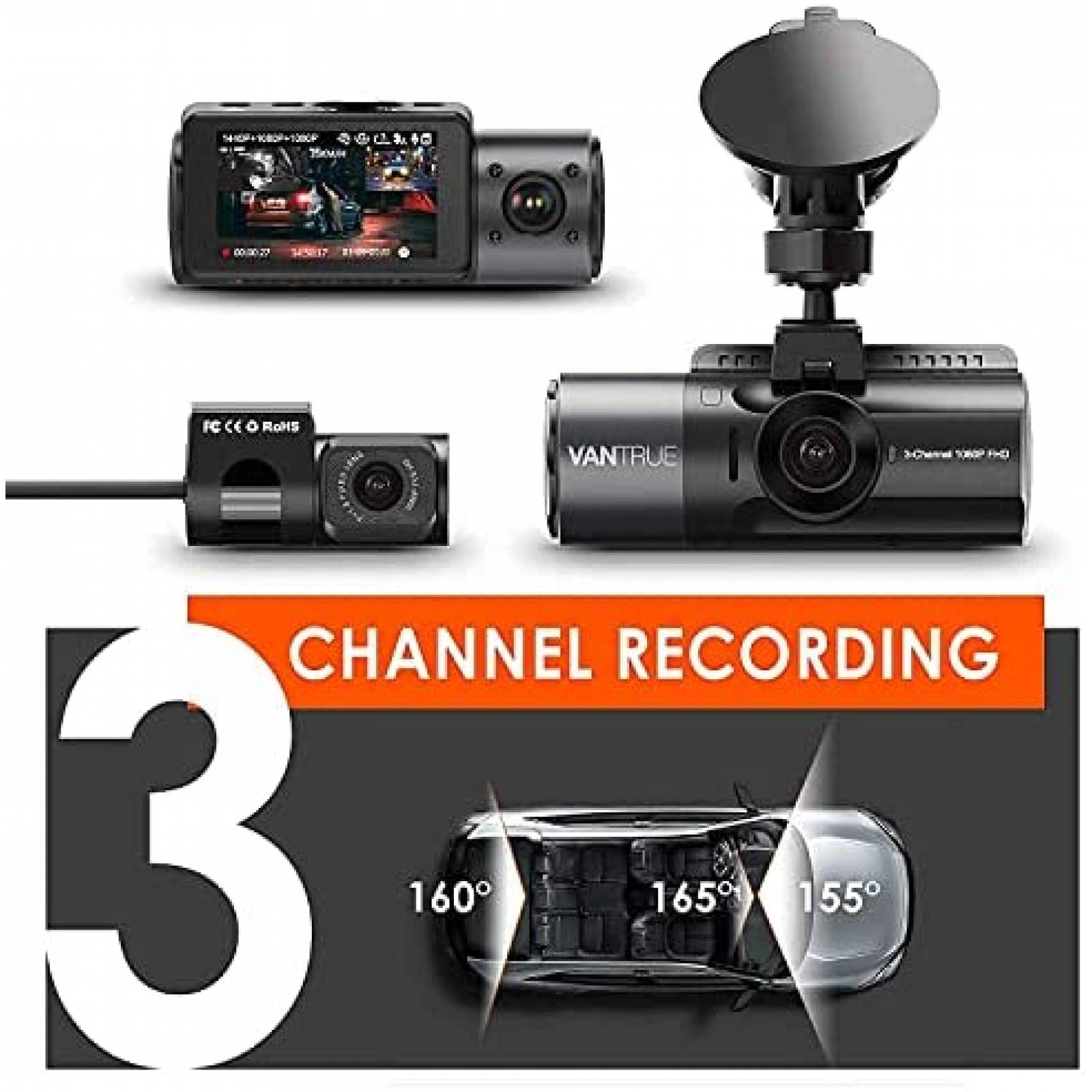 Camara para Auto Vantrue N4 3pzas c/Kit de Instalacion