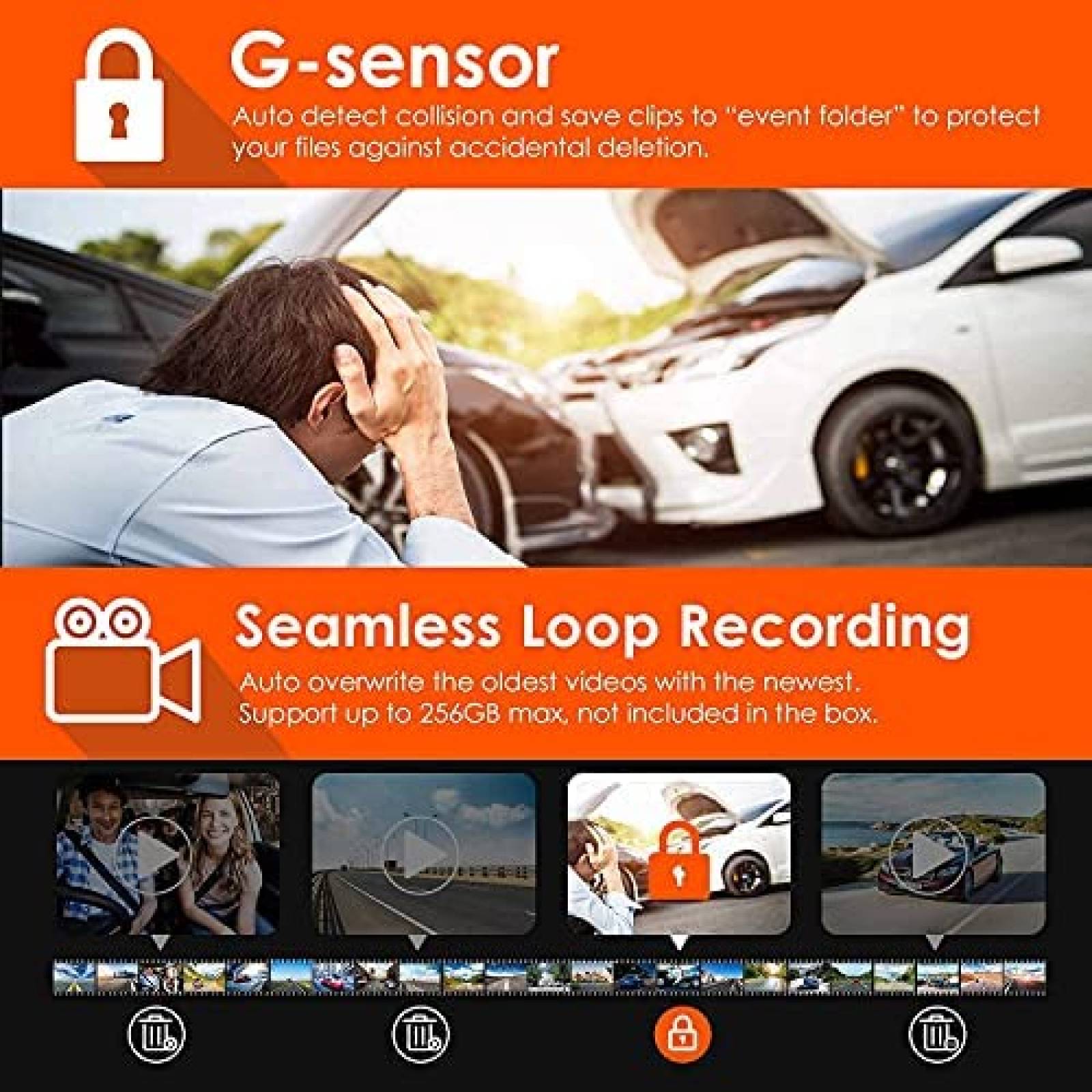 Camara para Auto Vantrue N4 3pzas c/Kit de Instalacion