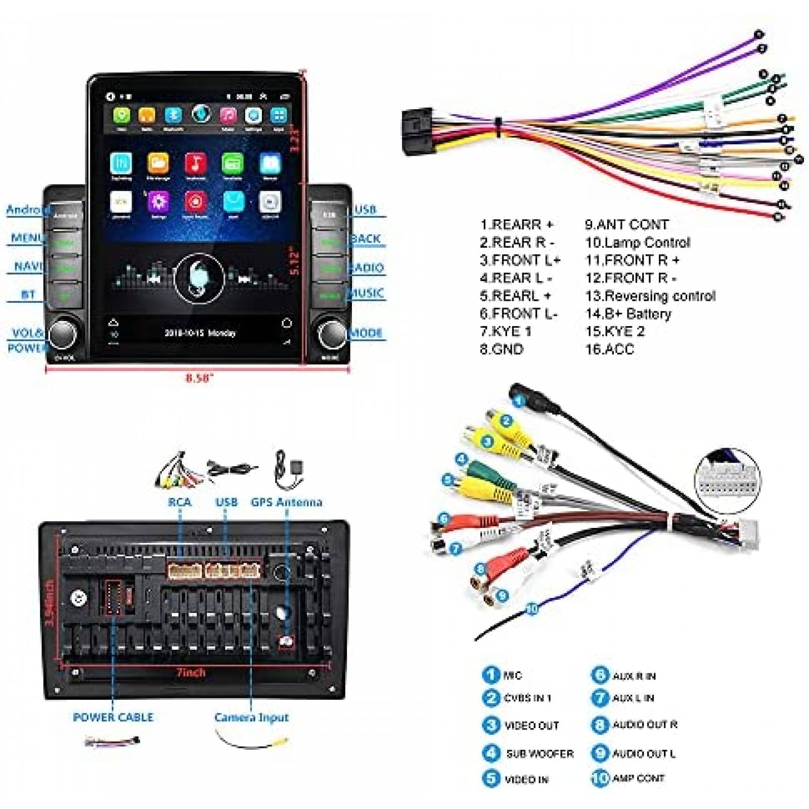 Pantalla de Navegacion para Auto Rimoody Vertical 9.5" c/GPS