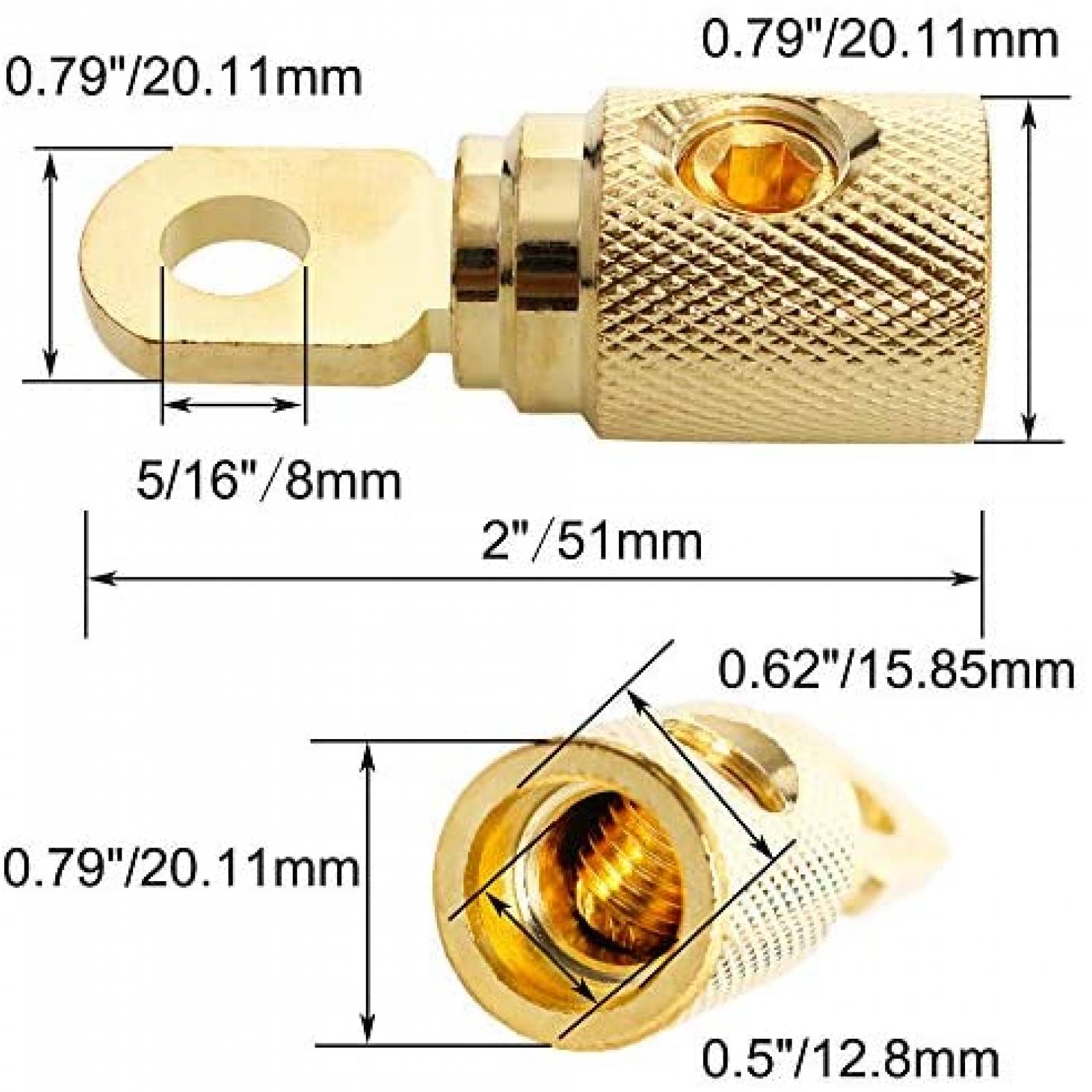 Pack terminal bateria audio auto JUNPIN HARDWARE x2 0GA