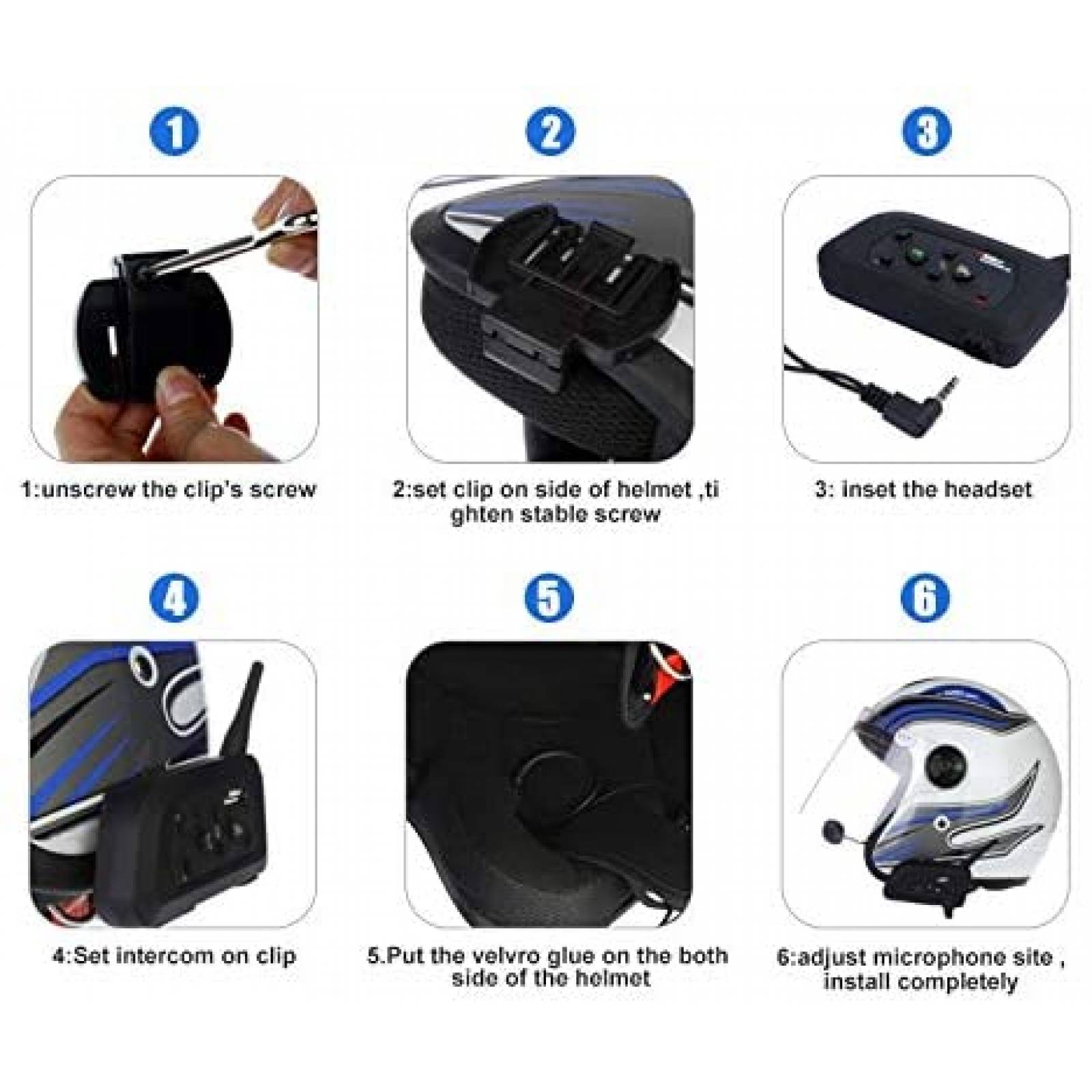 Intercomunicador EJEAS V6 Pro Auriculares impermeables-Negro