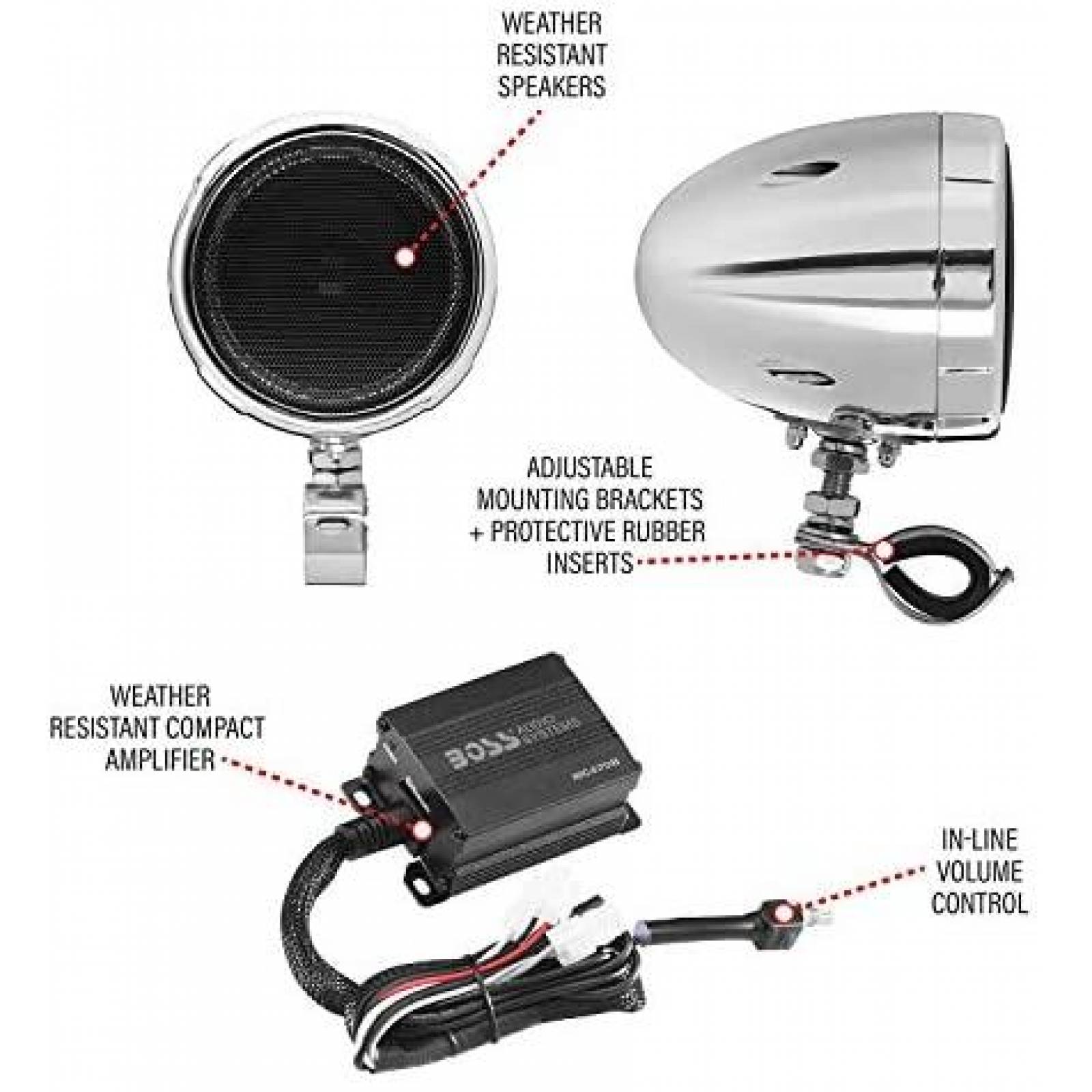 Sistema de Bocinas BOSS Audio Systems MCBK470B para Moto