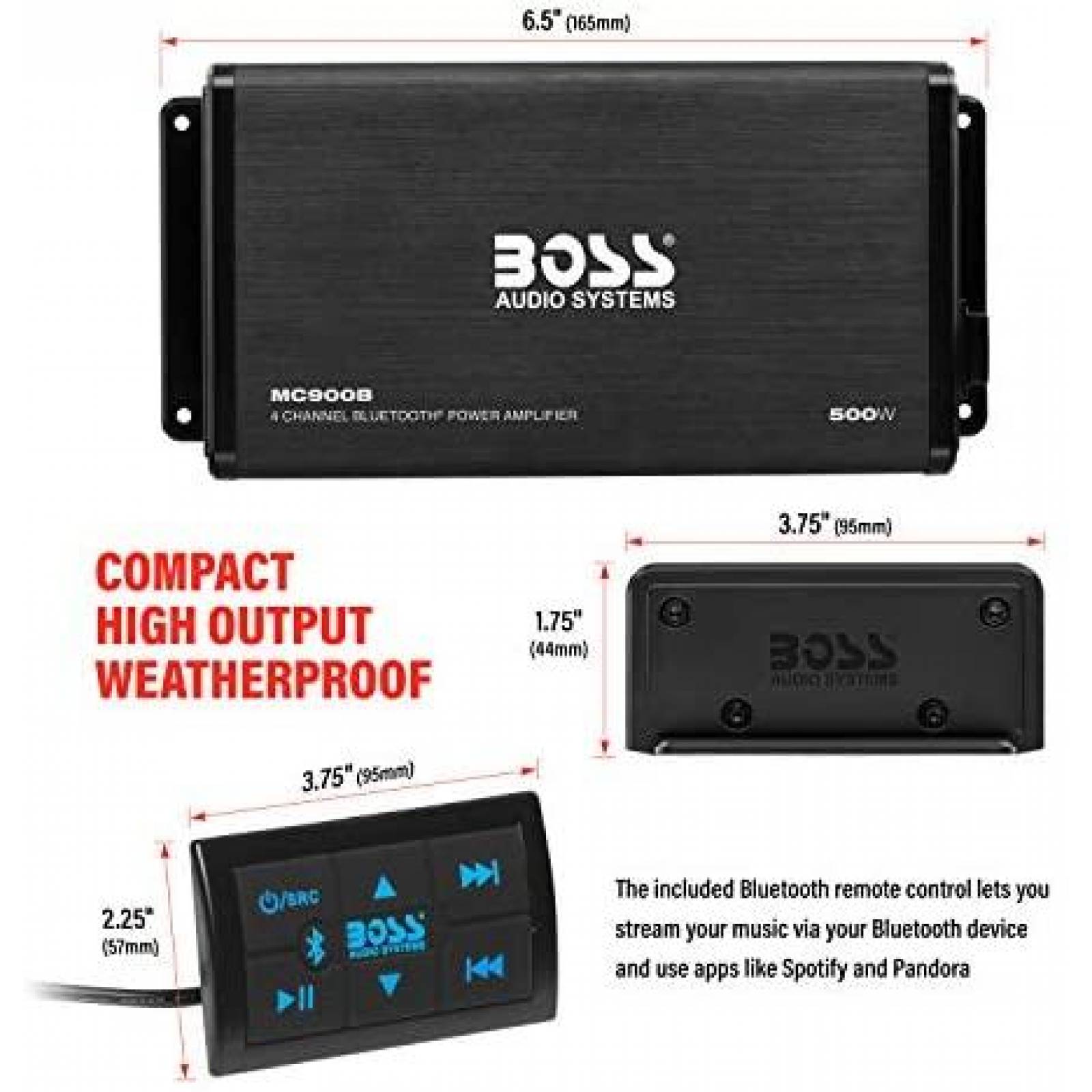 Amplificador BOSS Audio Systems 500 Watts A Prueba de Agua