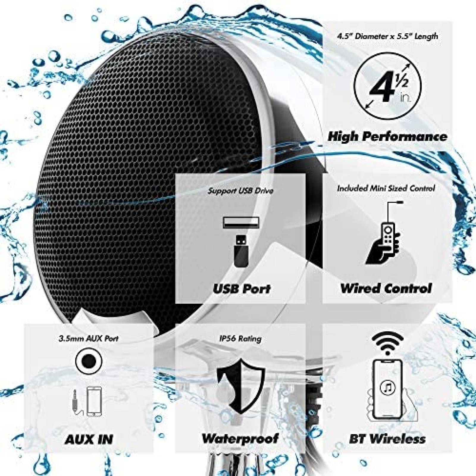 Sistema de Bocinas GoHawk AN4-X 4.5'' Bluetooth -Plateado