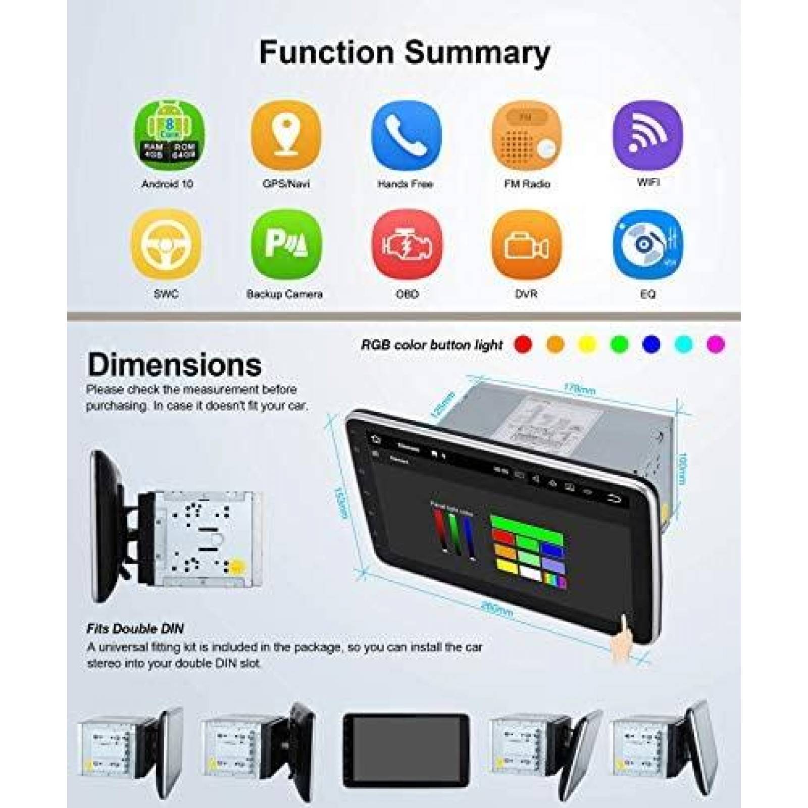 Navegador para Auto Vanku 10.1 Android 10 4GB GPS -Negro