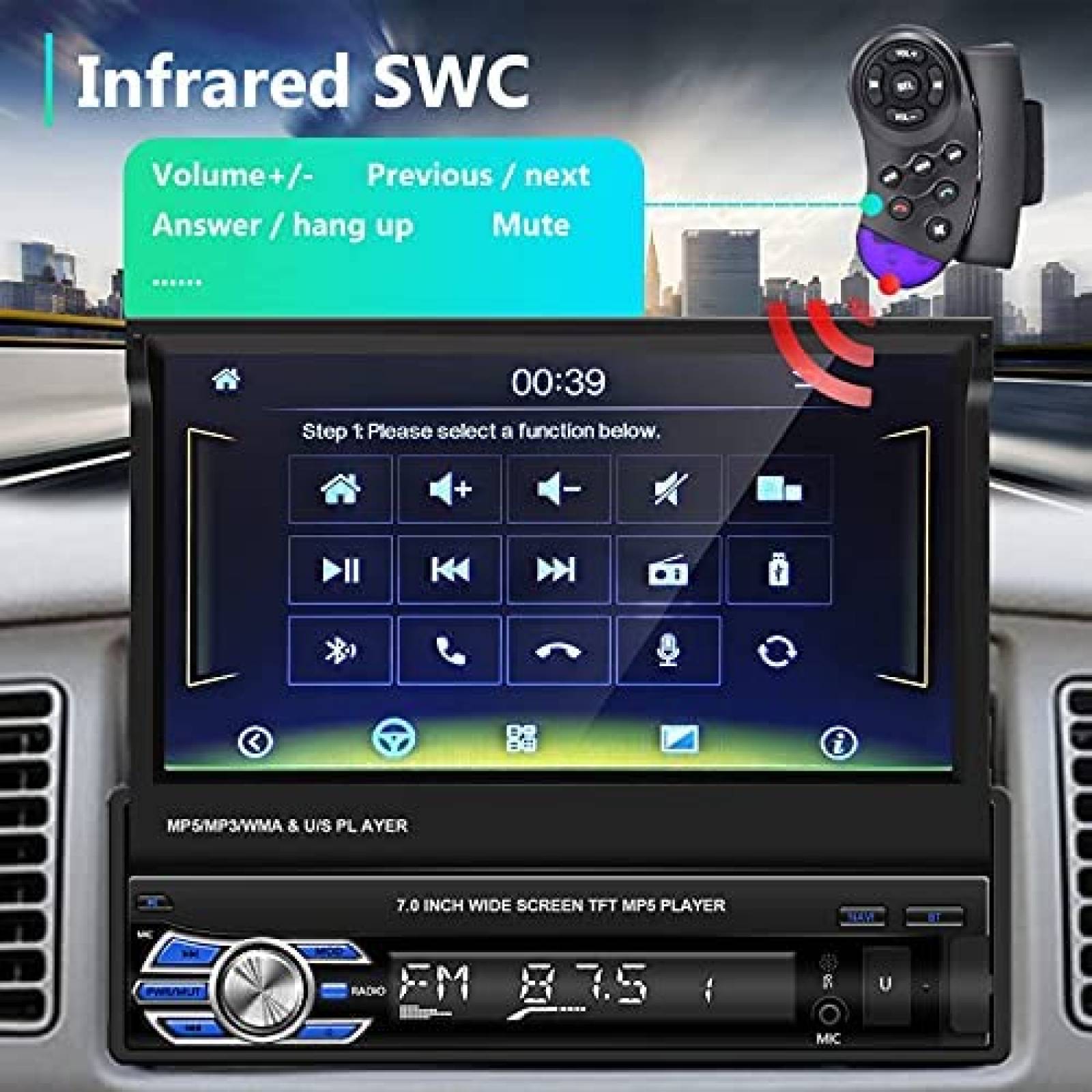 Estereo Carro Romoody 7" Bluetoothe FM USB Aux -Negro