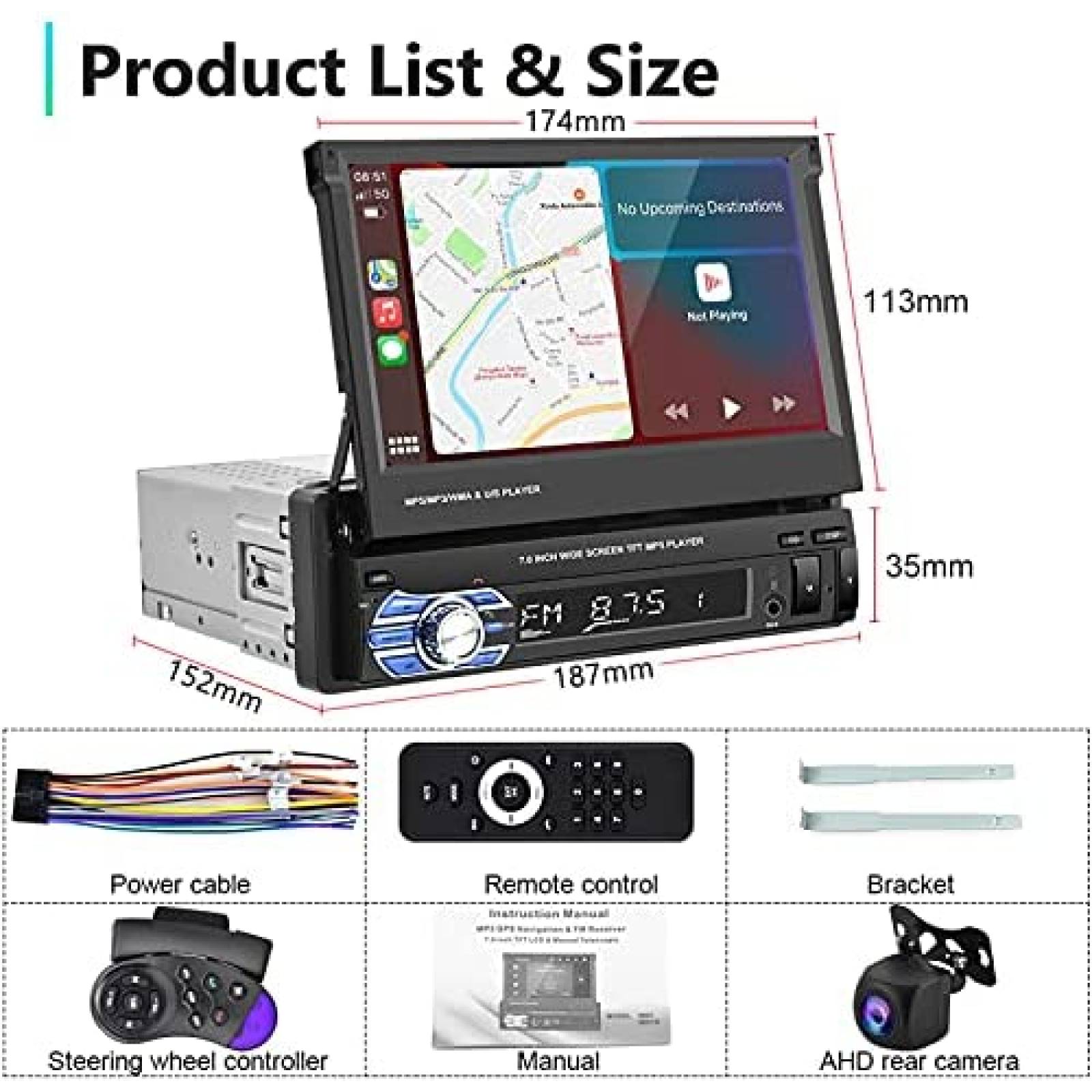 Estereo Carro Romoody 7" Bluetoothe FM USB Aux -Negro