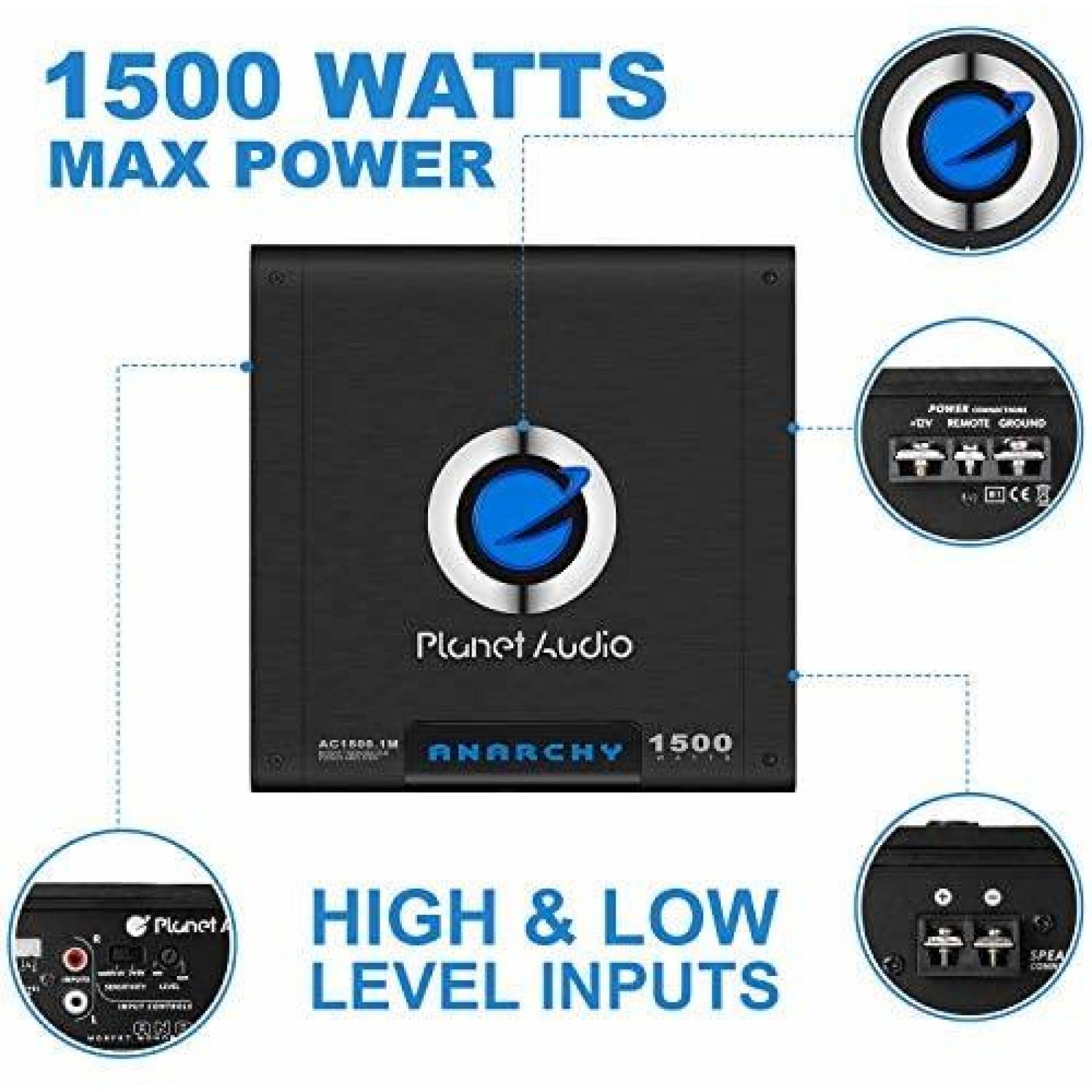 Amplificador de Automovil Planet Audio 1500 Watts 2/4 Ohms