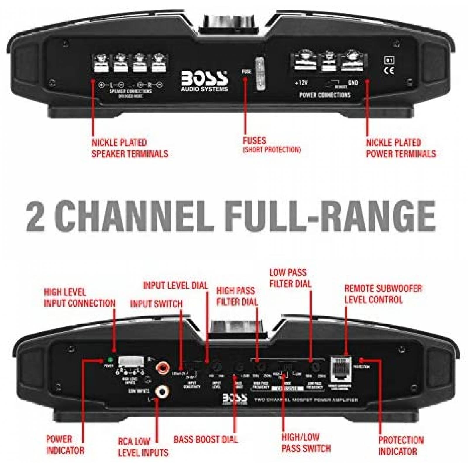 Amplificador BOSS Audio Systems de 2 Canales para Auto