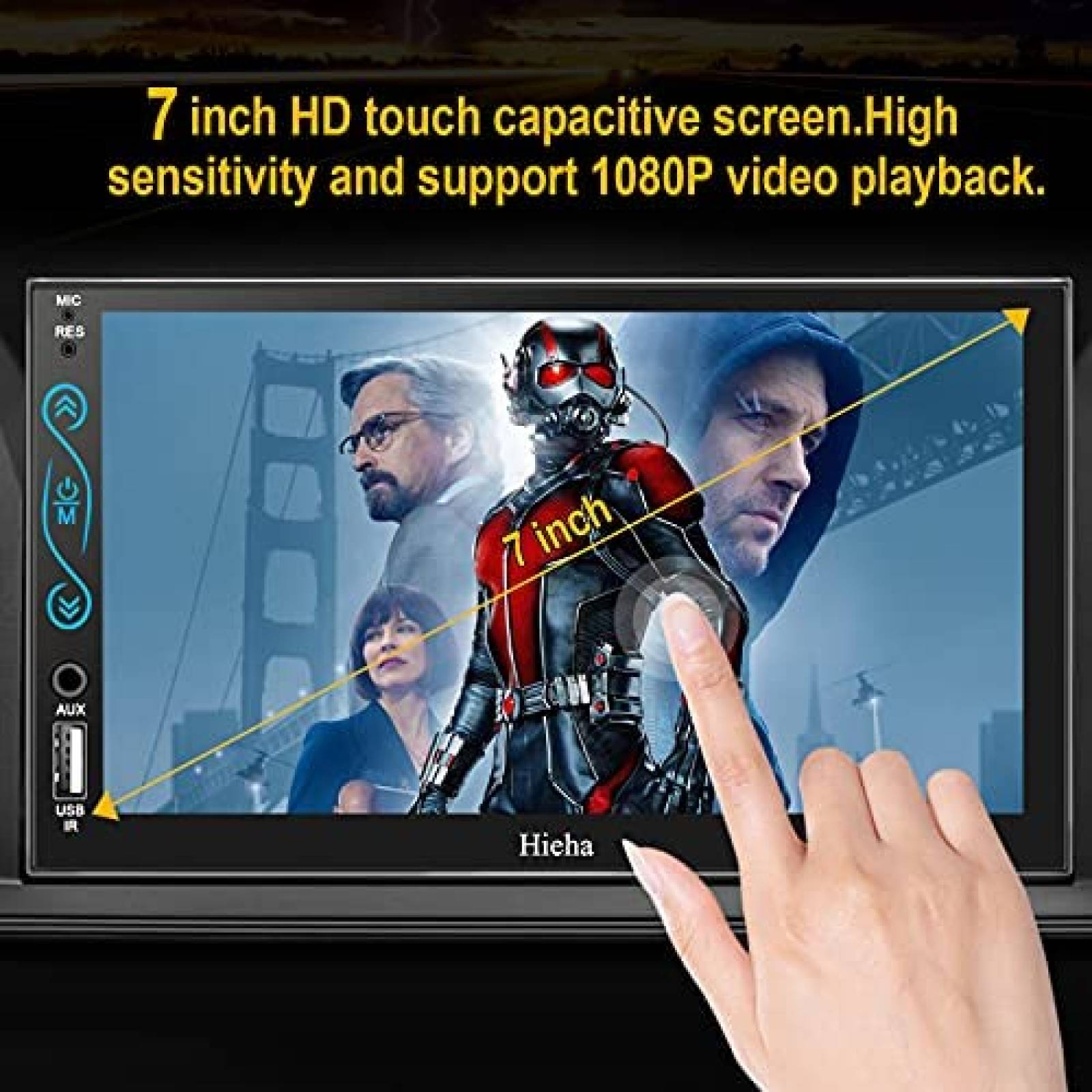 Estereo pantalla tactil HieHa 7" HD 1W con bluetooth -Negro