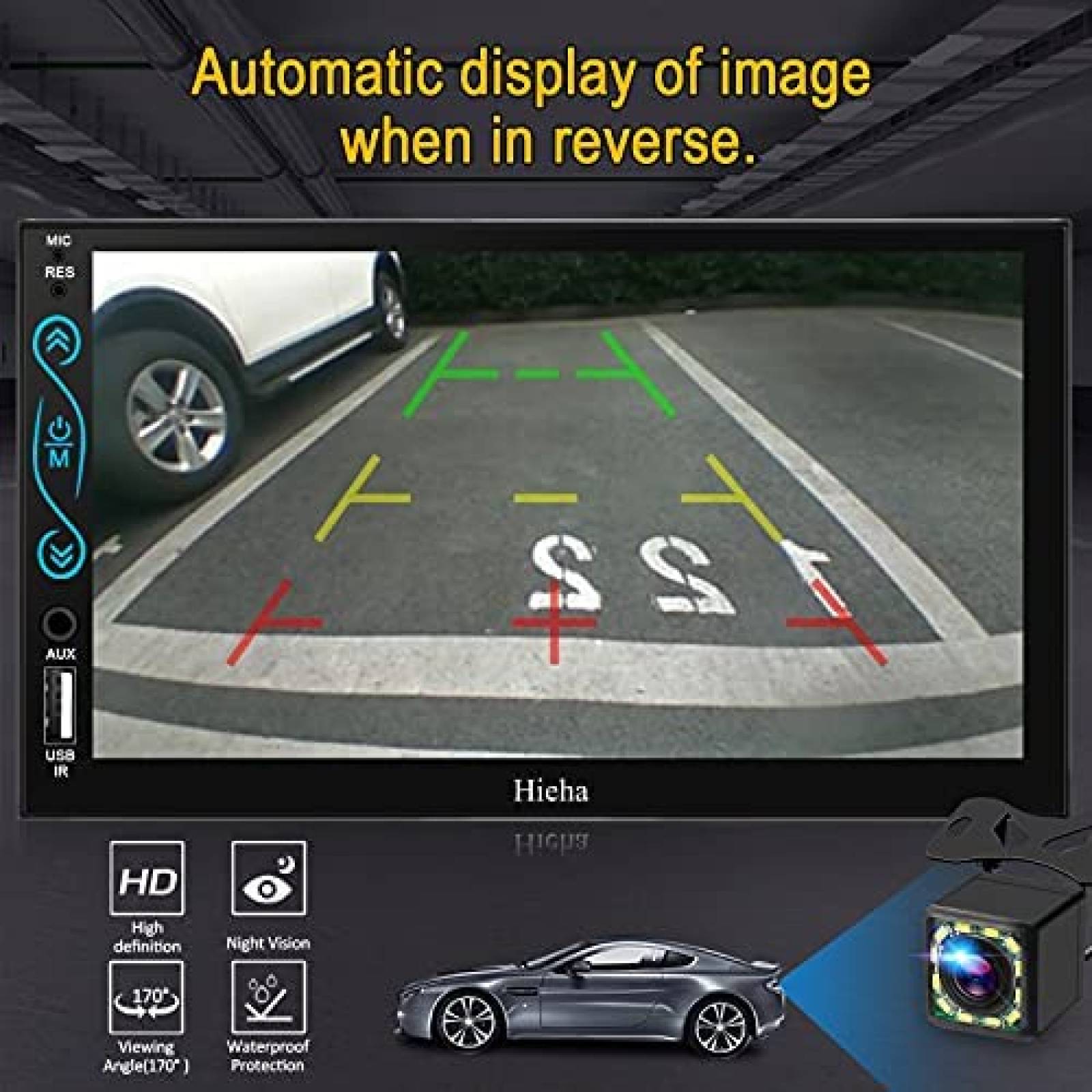 Estereo pantalla tactil HieHa 7" HD 1W con bluetooth -Negro