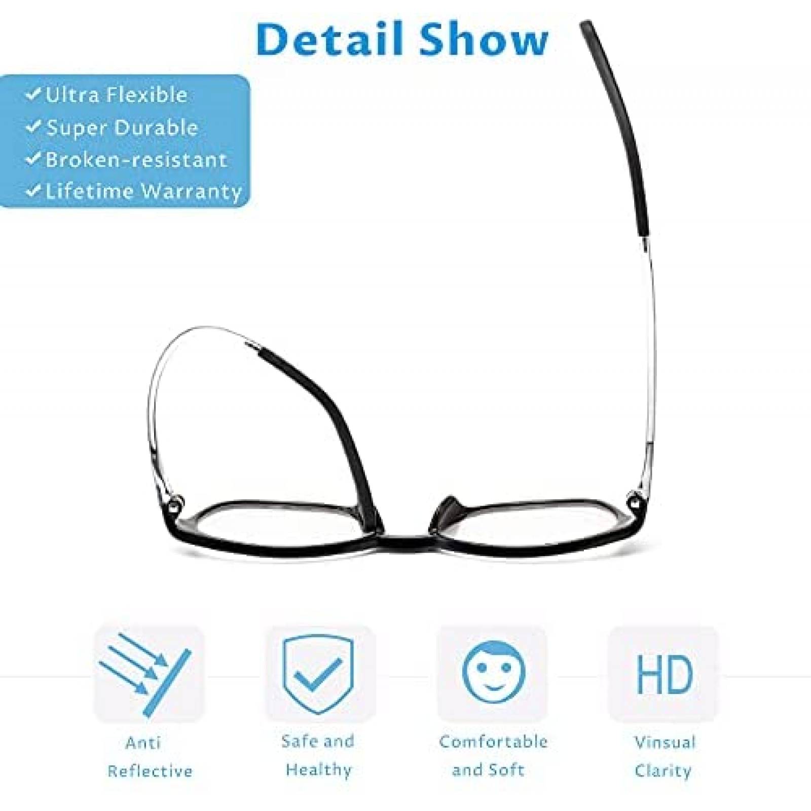 Gafas de luz azul para niños Cyxus 2 a 10 años -Negro