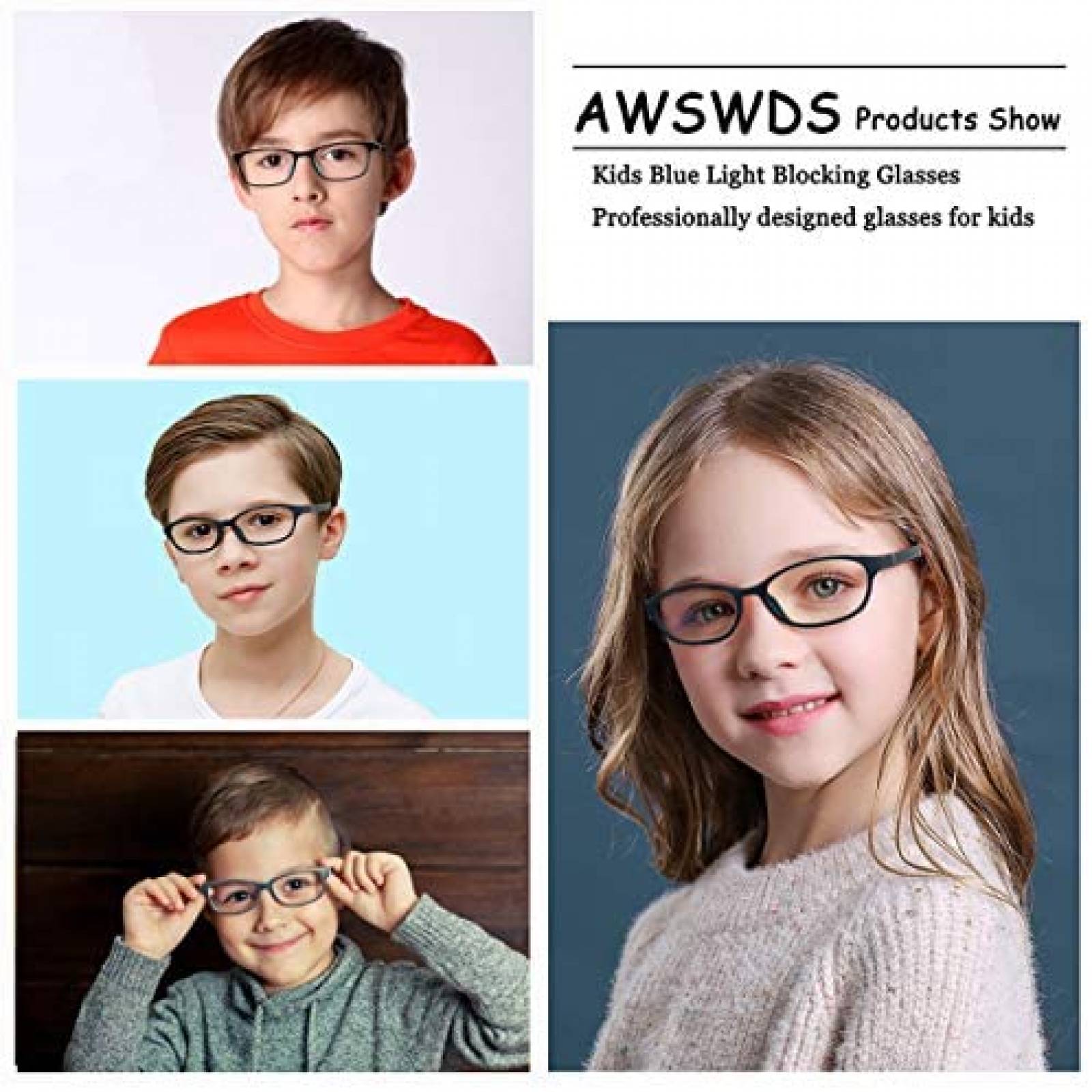 Lentes computador AWSWDS Niños Anti luz azul 4-16 años -Rojo