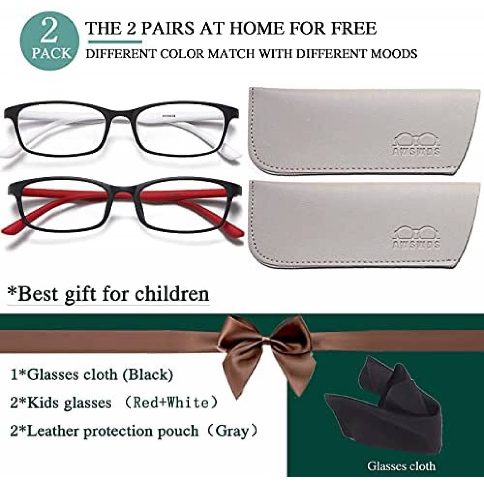 Lentes computador AWSWDS Niños Anti luz azul 4-16 años -Rojo