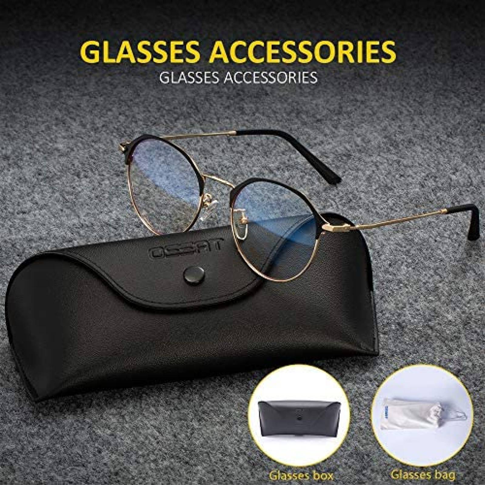 Lentes de Bloque de Luz Azul ossat Unisex -Negro con Dorado