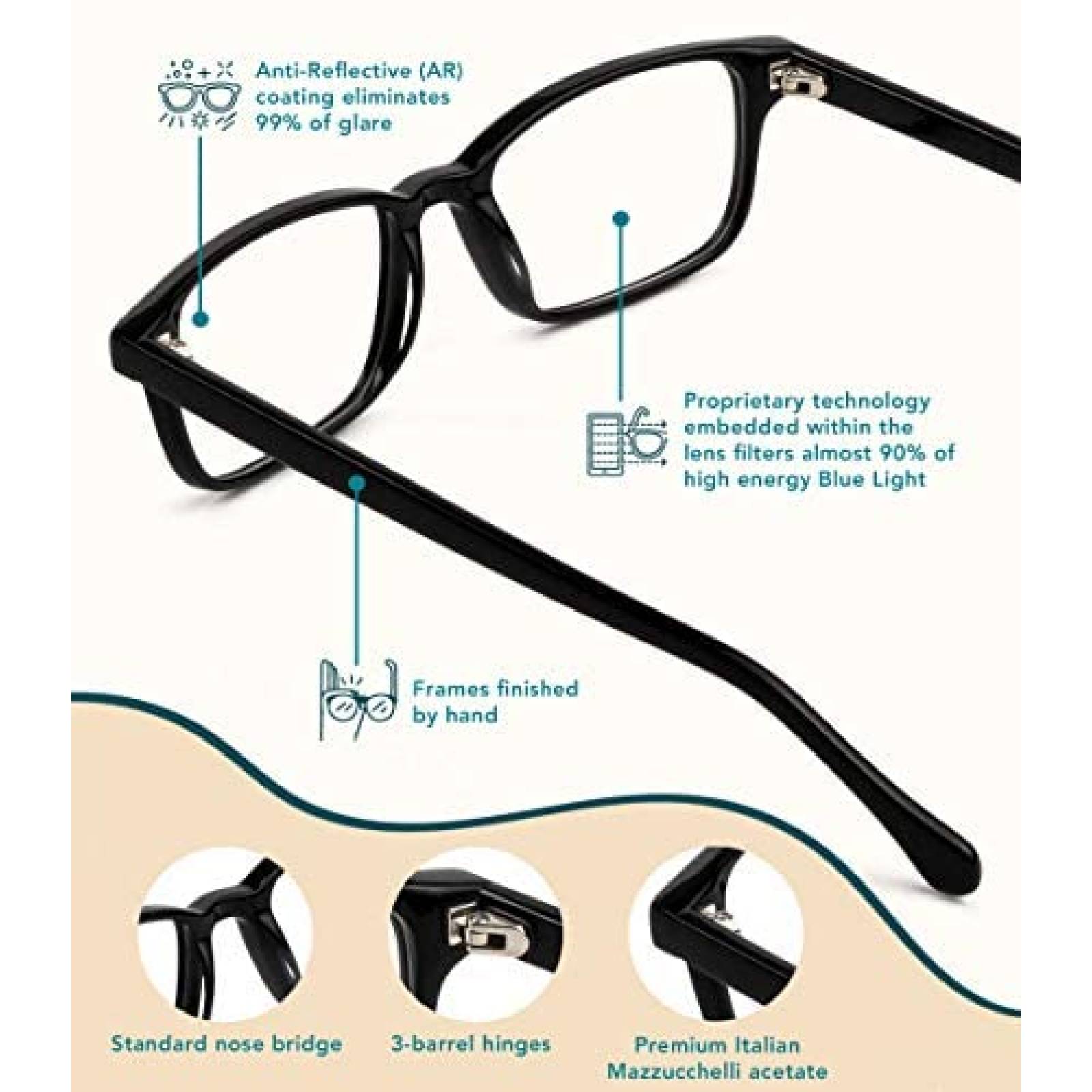 Lentes Felix Gray Carver con Bloqueo de Luz Azul -Negro