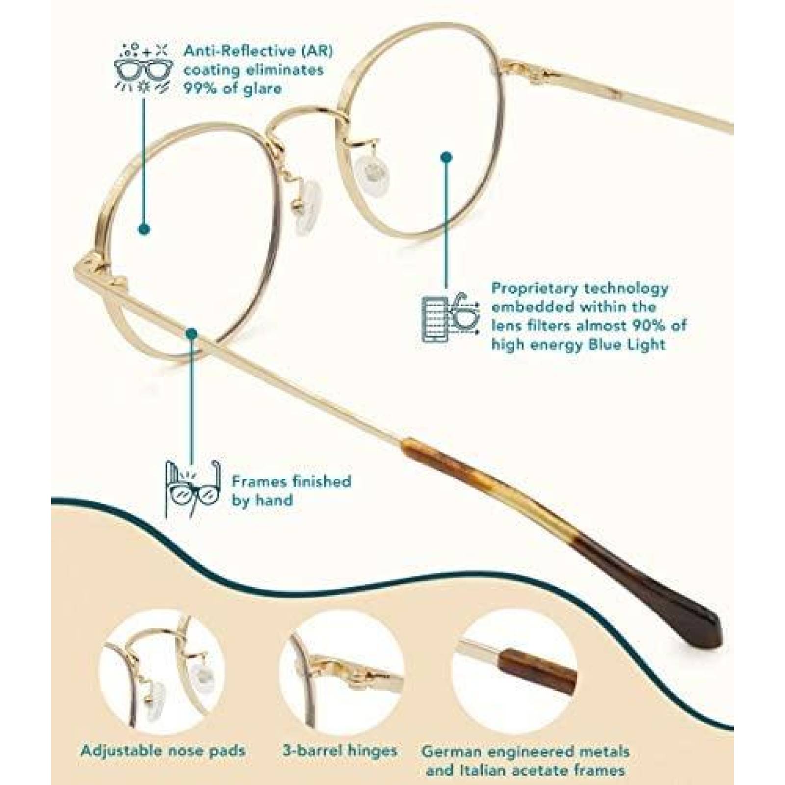 Lentes Felix Gray Hamilton Blue Minimalista Bloqueo de Luz