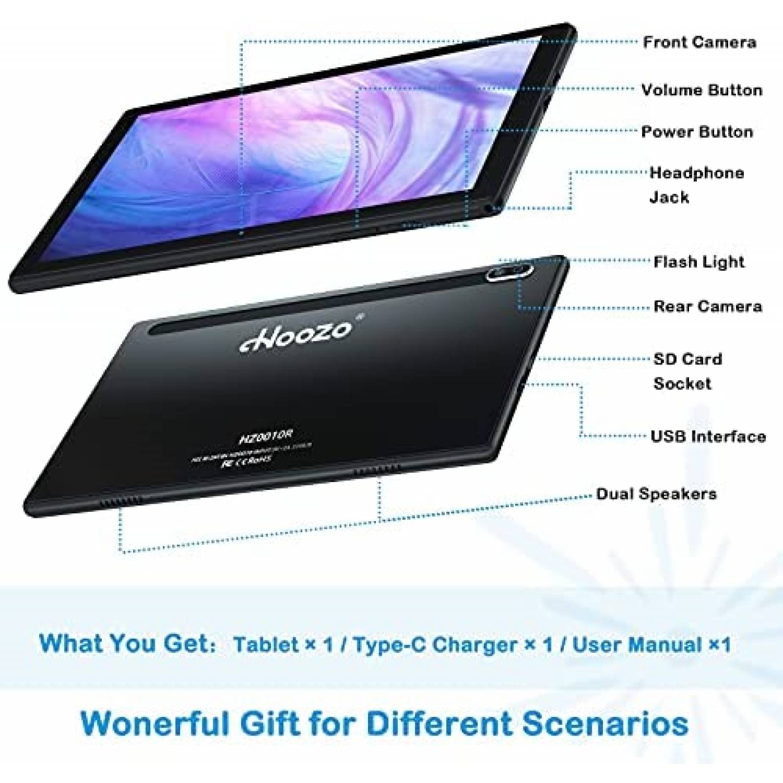 Tablet Hoozo HZ0010R 10'' de 32GB 8MP Android 10.0