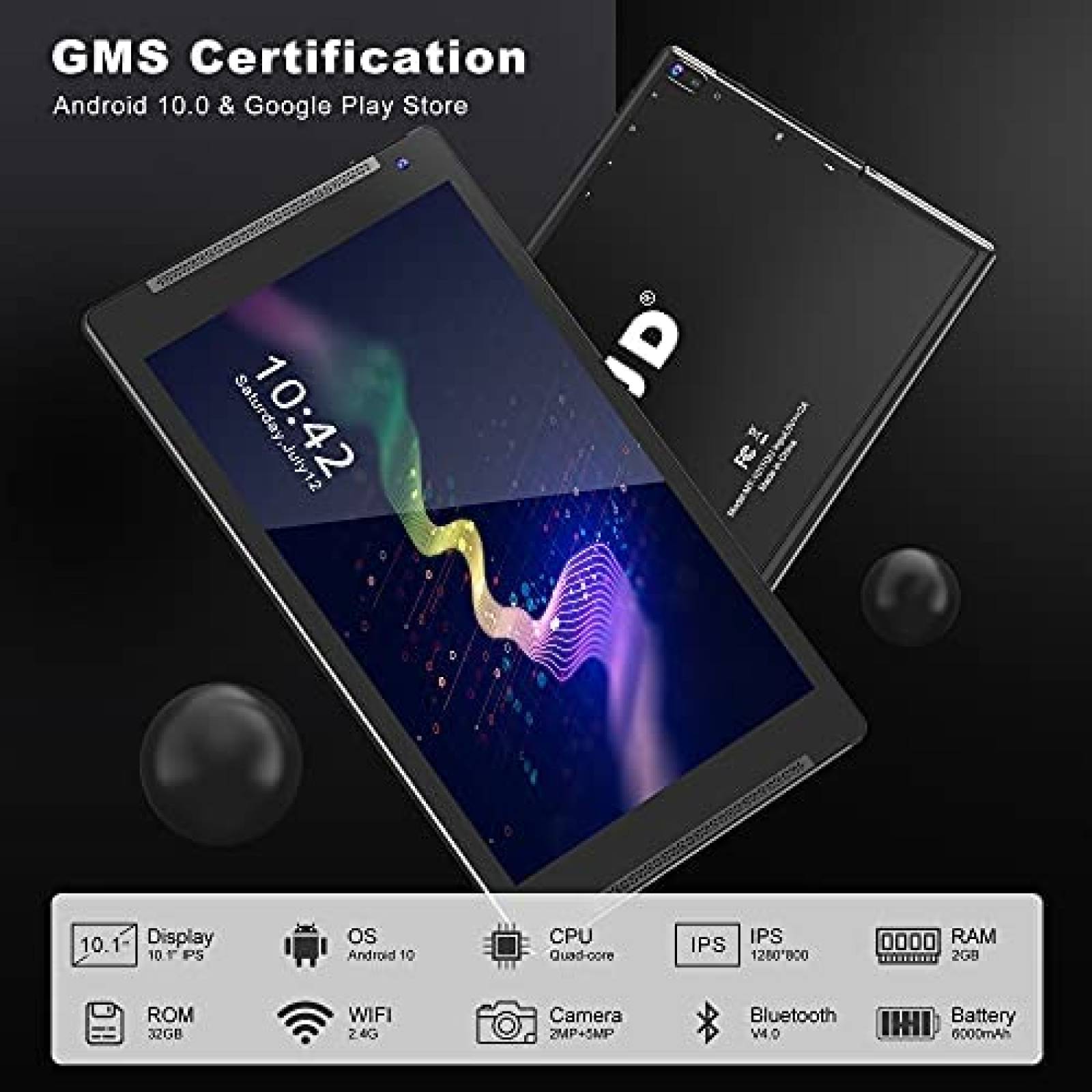 Tablet TJD 10'' 2GB/32GB de 2+5MP IPS 1280x800 6000mAh