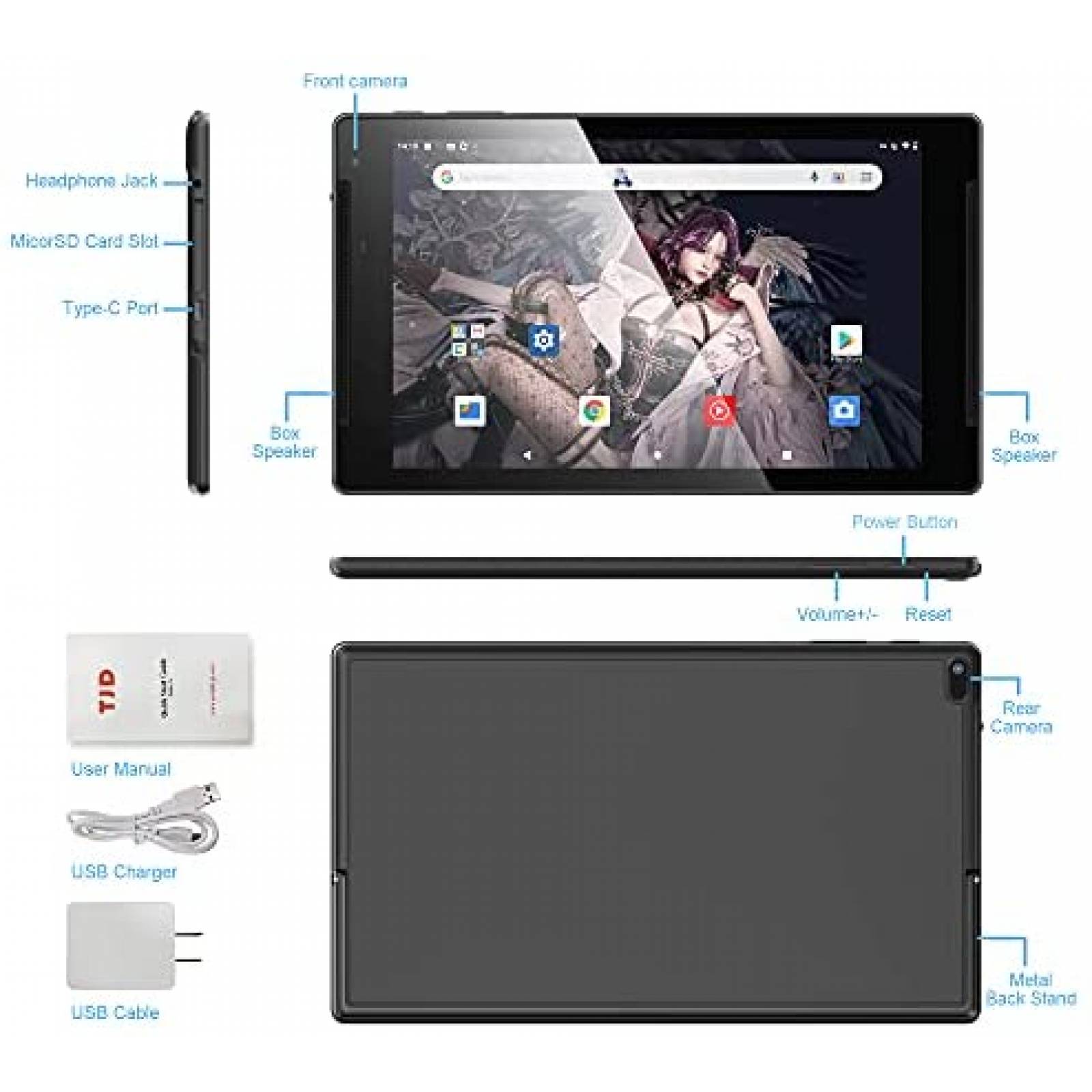 Tablet TJD 10'' 2GB/32GB de 2+5MP IPS 1280x800 6000mAh