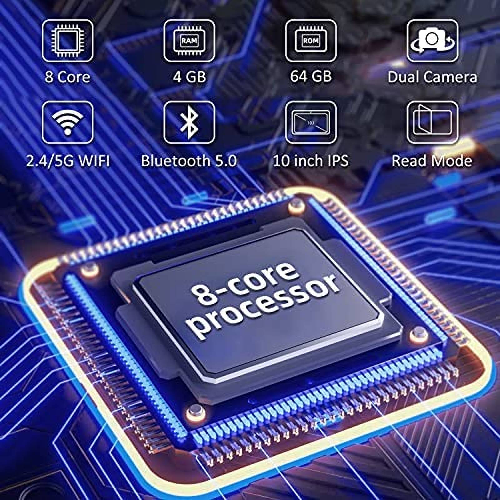 Tablet Generico Android 9.0 4GB 64GB WiFi 5G/2.4G GPS -Negro