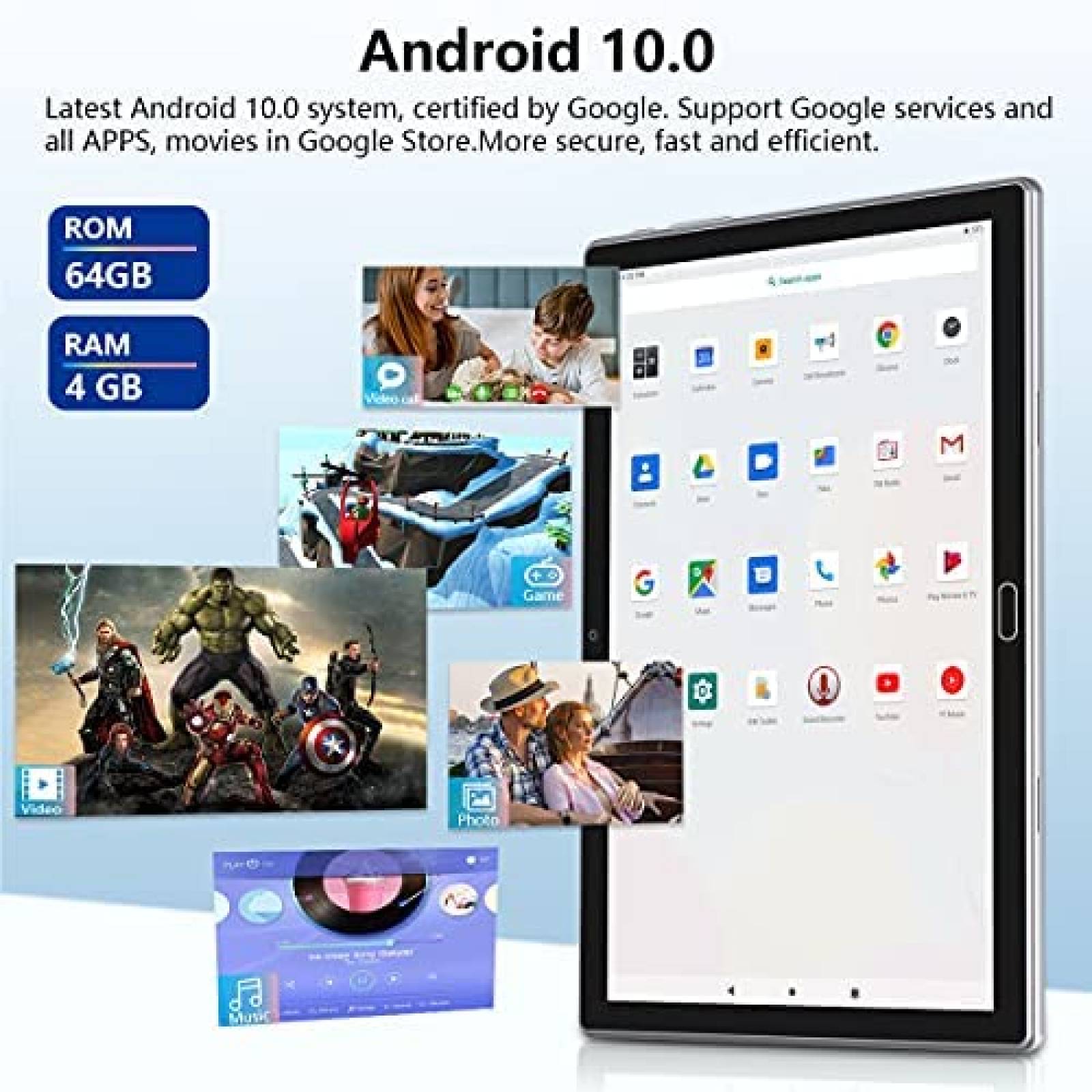 Tablet FEONAL Android 10 10" 64GB 128GB 1080P -Gris