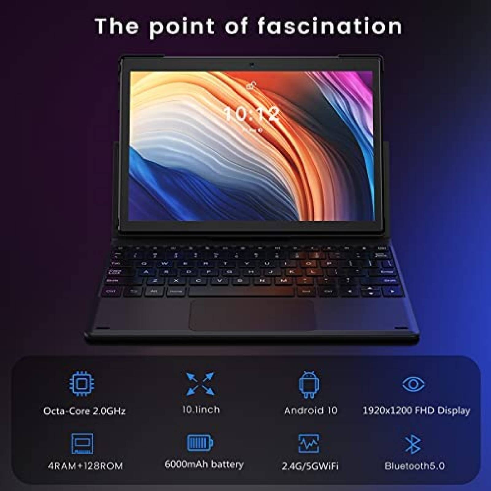 Tablet 2 en 1 LNMBBS 10.1'' 2.0GH 4GB RAM+ 128GB 13MP