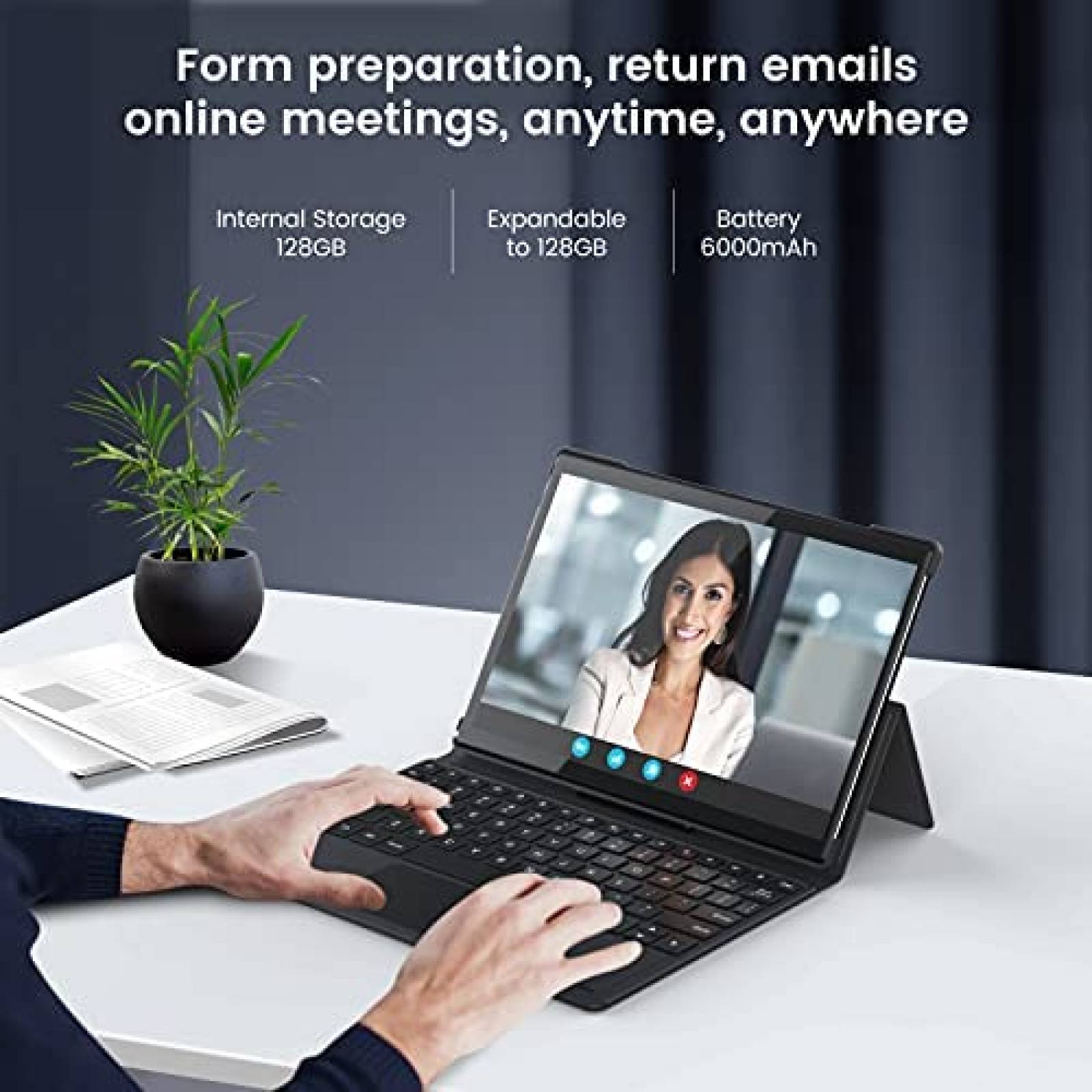 Tablet 2 en 1 LNMBBS 10.1'' 2.0GH 4GB RAM+ 128GB 13MP