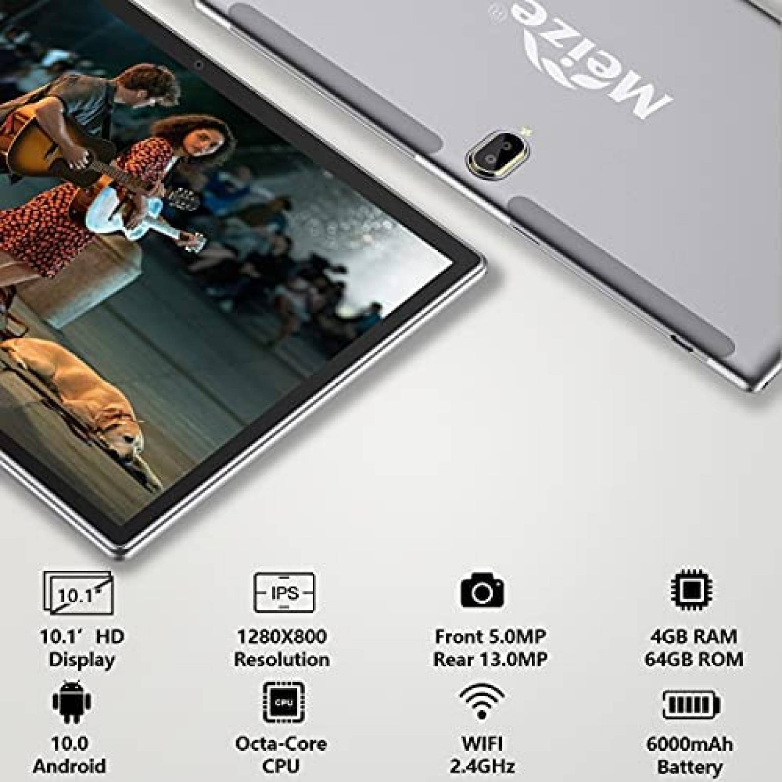Tablet 2 en 1 MEIZE 10.1'' 64GB/128GB ROM 18MP + Accesorios