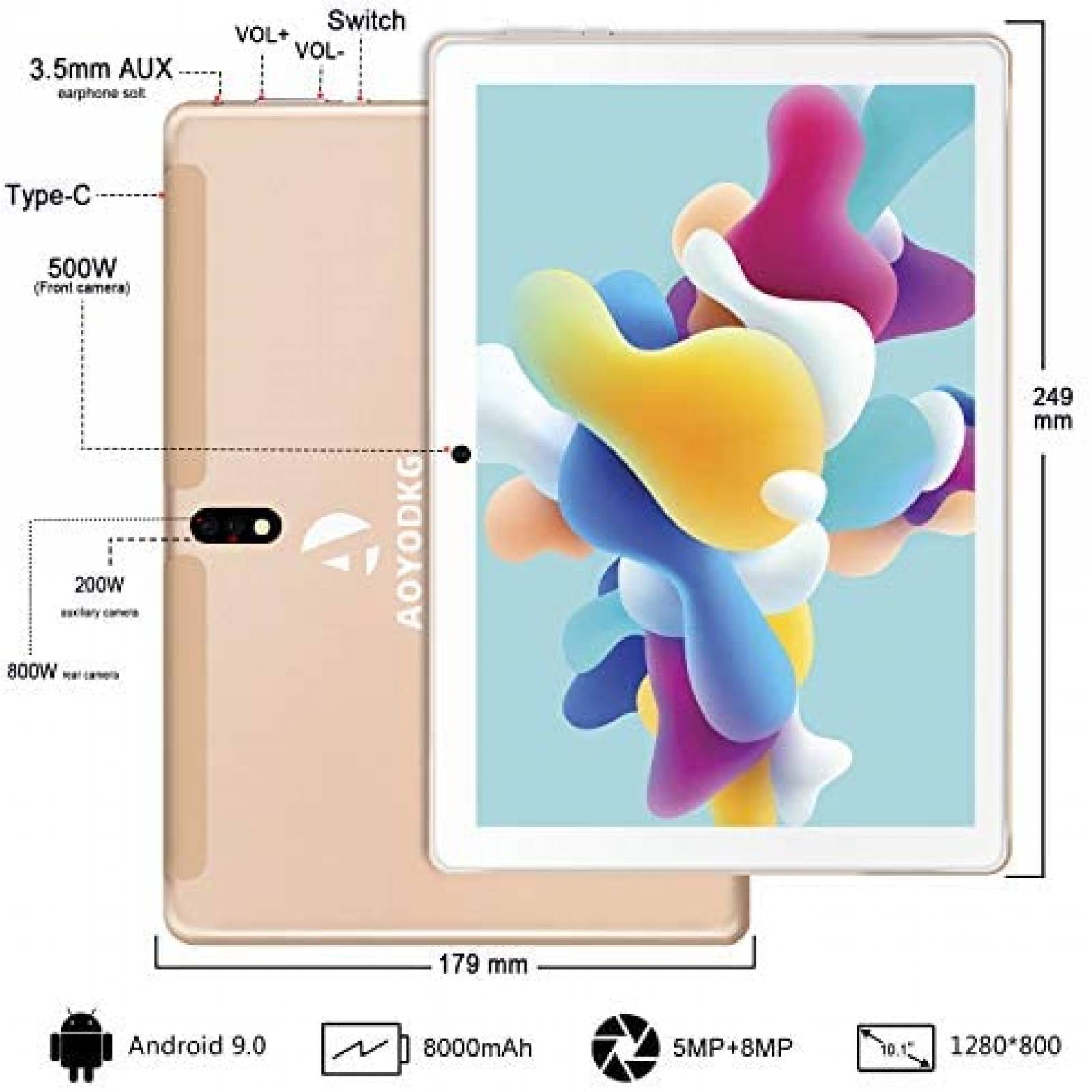 Tablet 2 en 1 AOYODKG A22 10'' Android 9.0 4GB RAM/64GB ROM