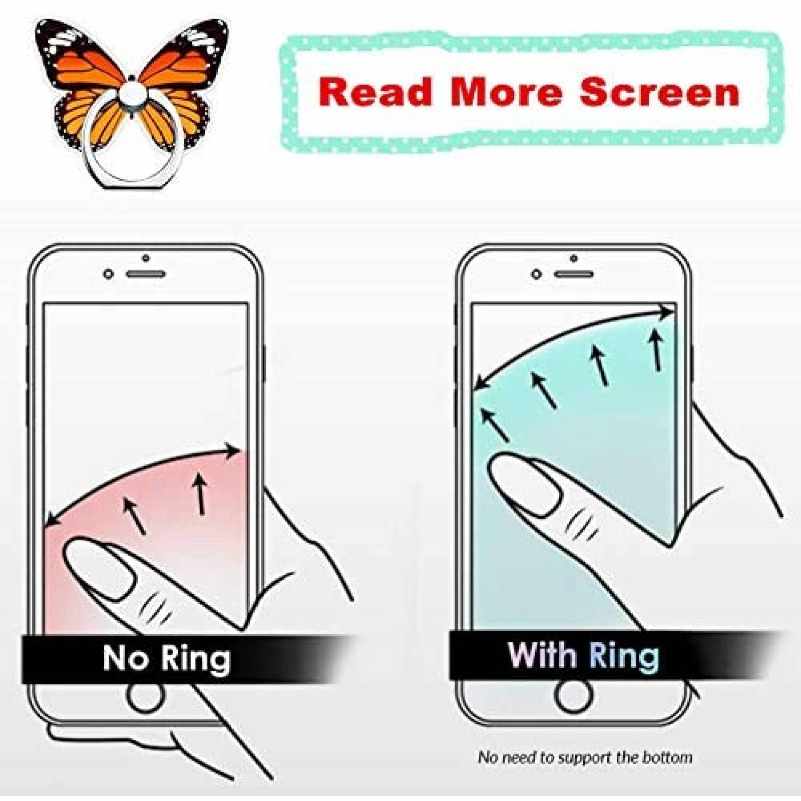 Agarradera para telfono AISIBO Mariposa 360 -Naranja