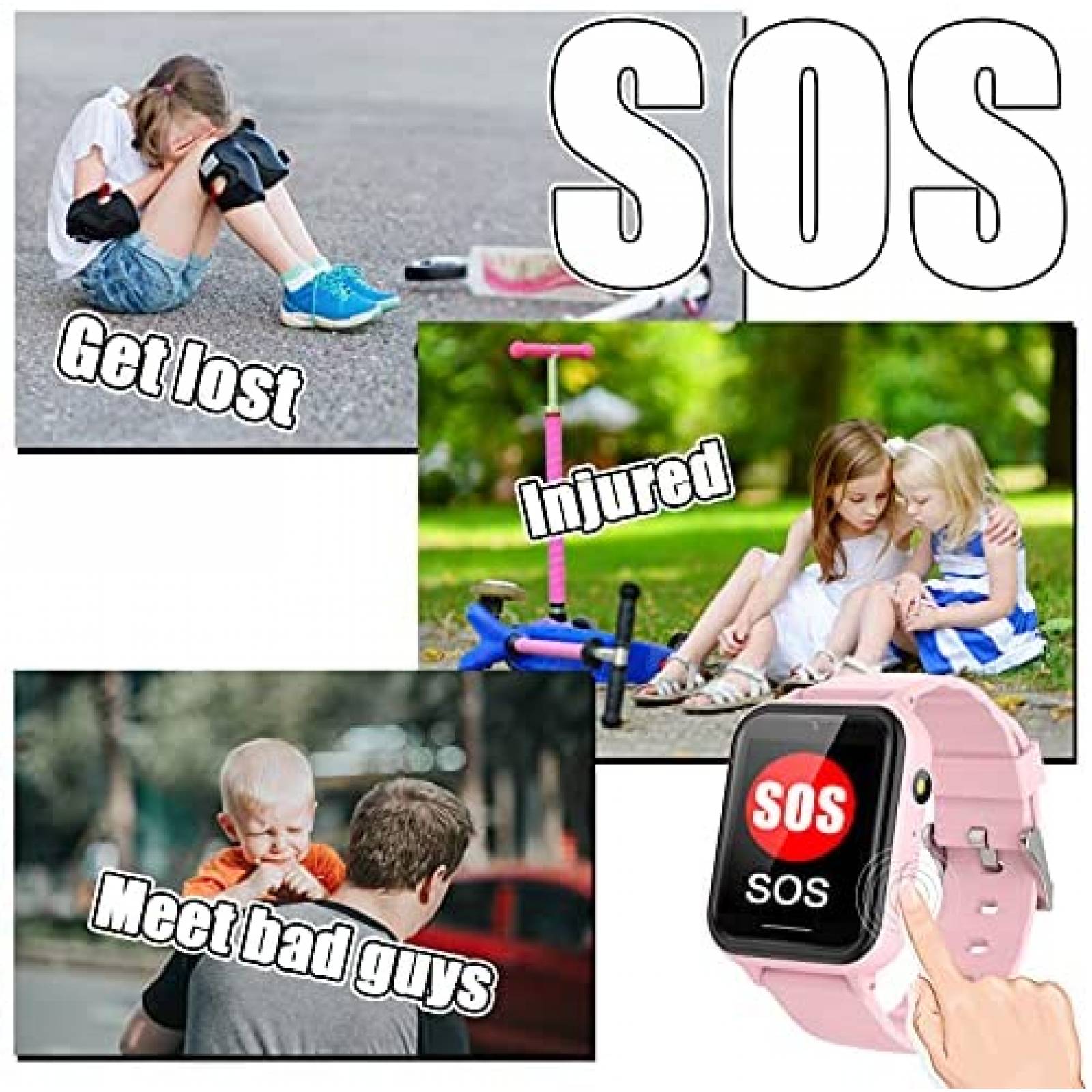 Smart Watch PTHTECHUS Para Nios Pantalla Tactil 1,45''-Rosa