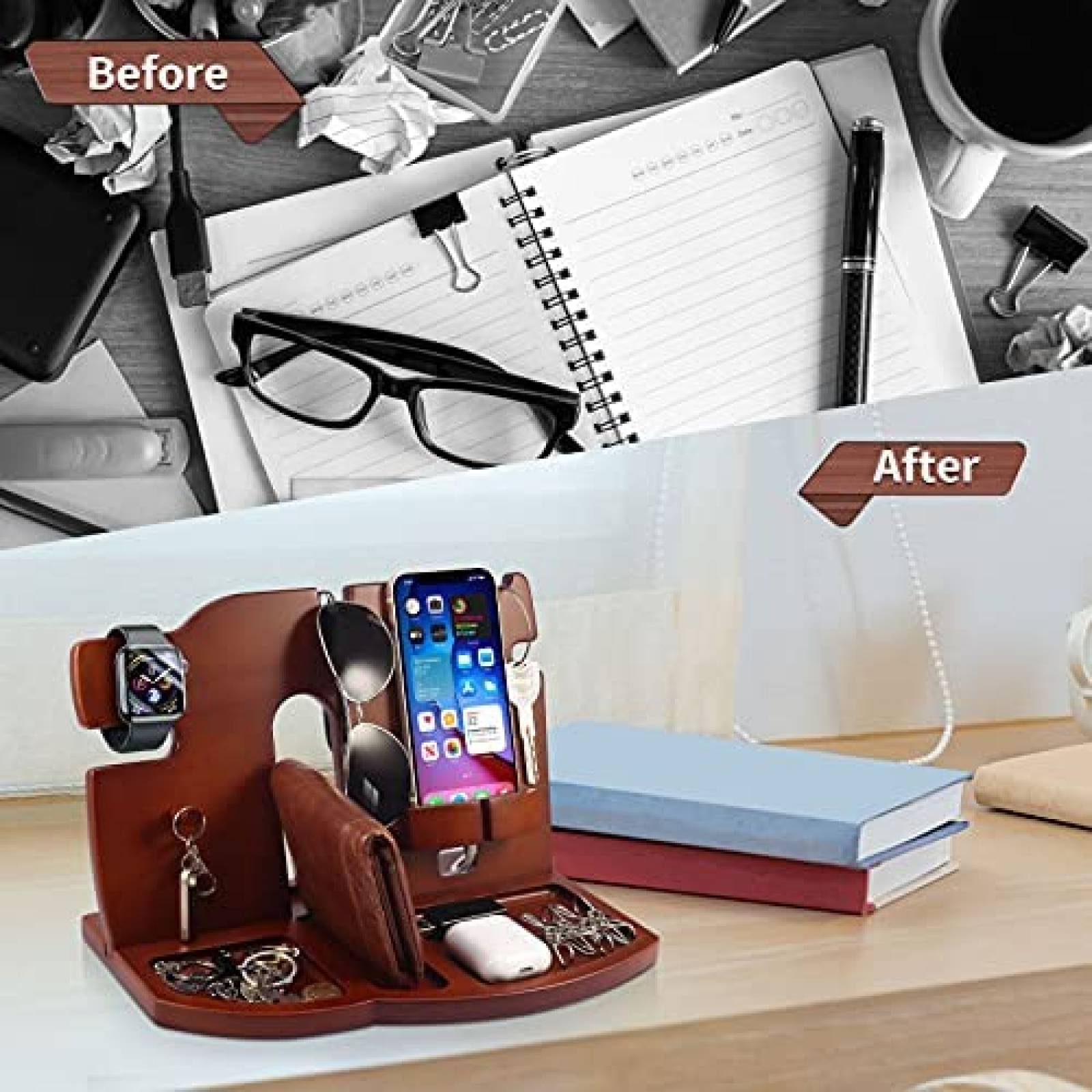 Organizador Foonii De Madera Para Escritorio -Cafe