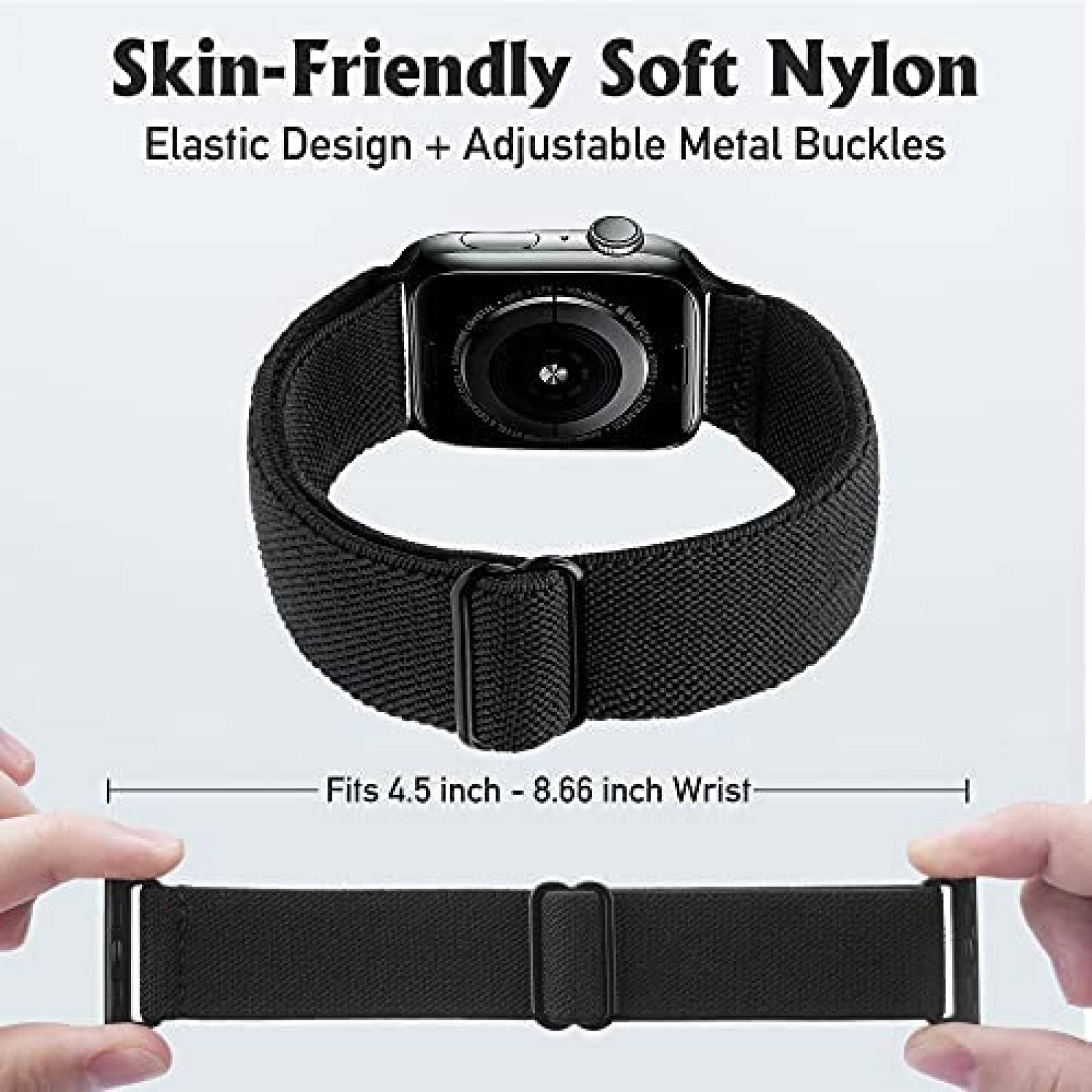 Banda de reloj Arae ajustable elstica 42mm 44mm -Negro