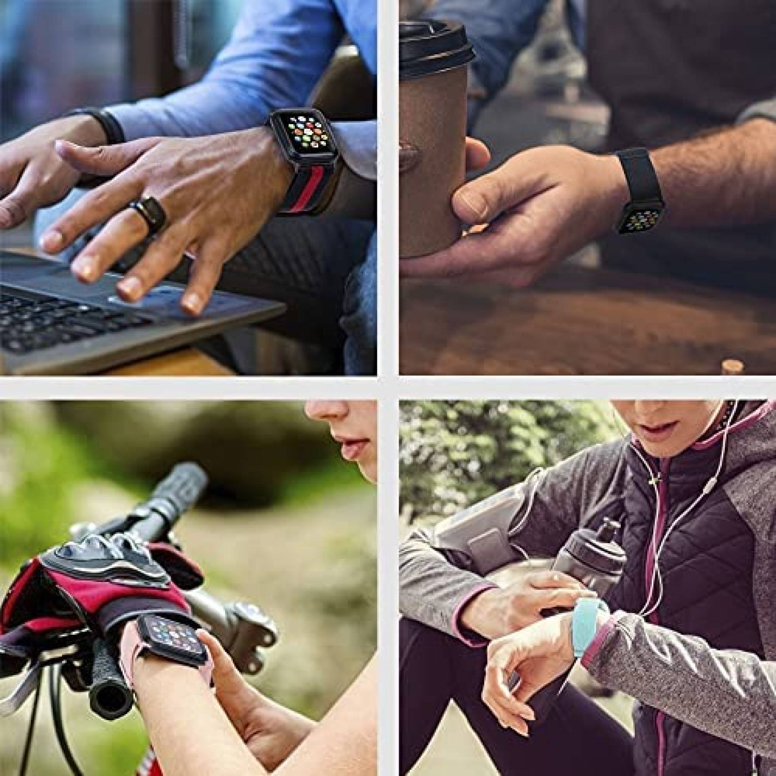 Banda de reloj Arae ajustable elstica 42mm 44mm -Negro