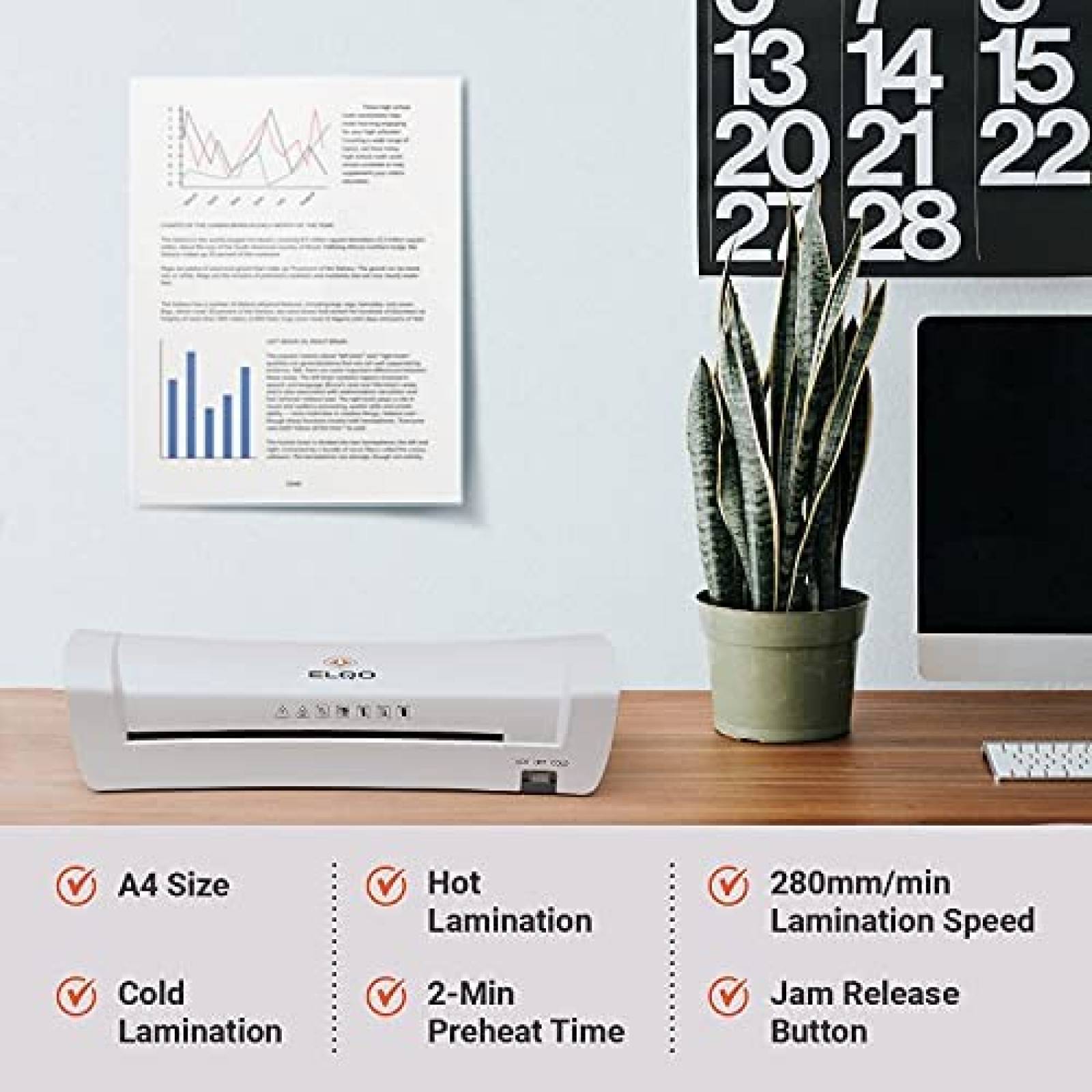 Laminador Termico ELQO (10) A4 Portatil de 9'' -Blanco