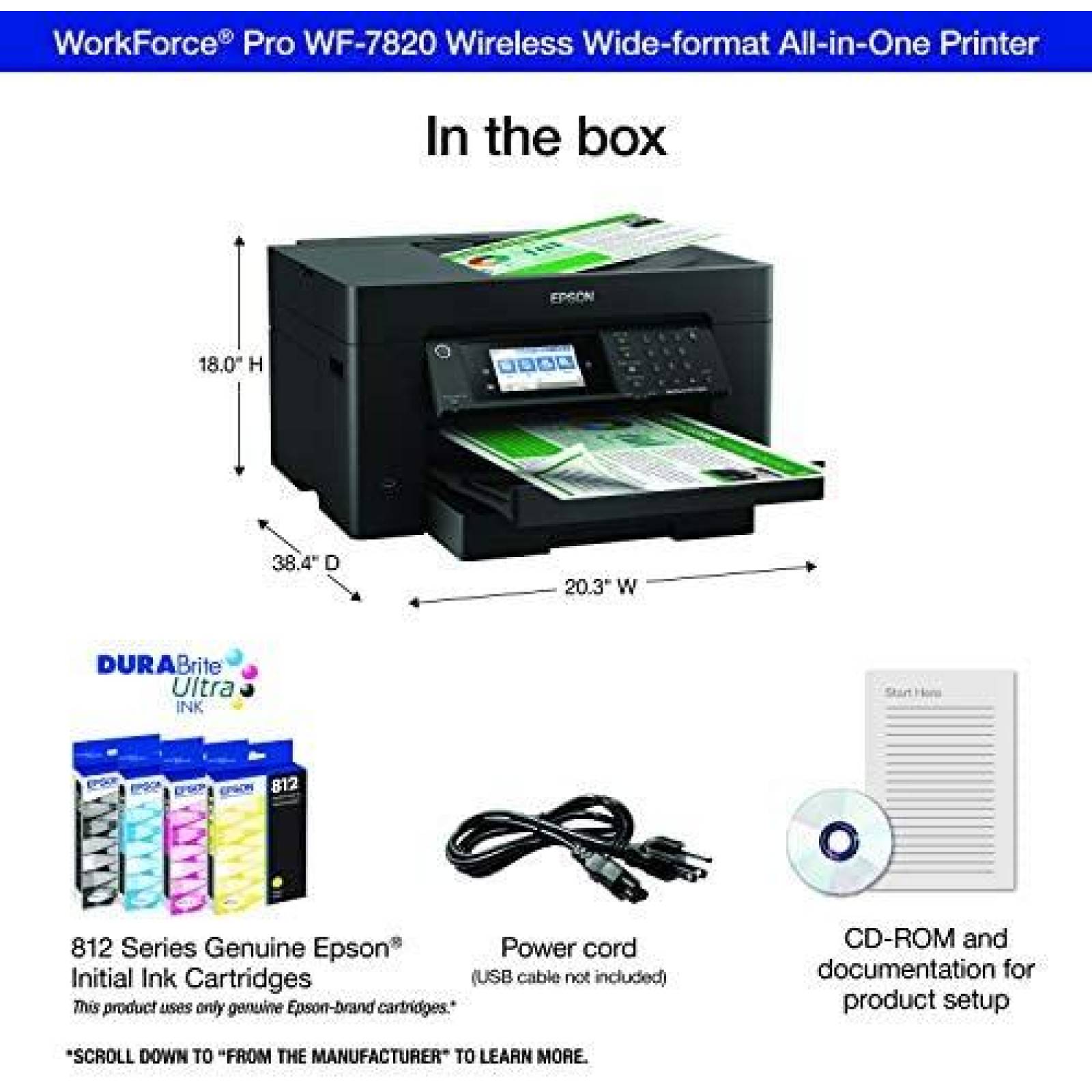 Impresora Epson Pro WF-7820 50 Hojas 13" x 19" -Negro