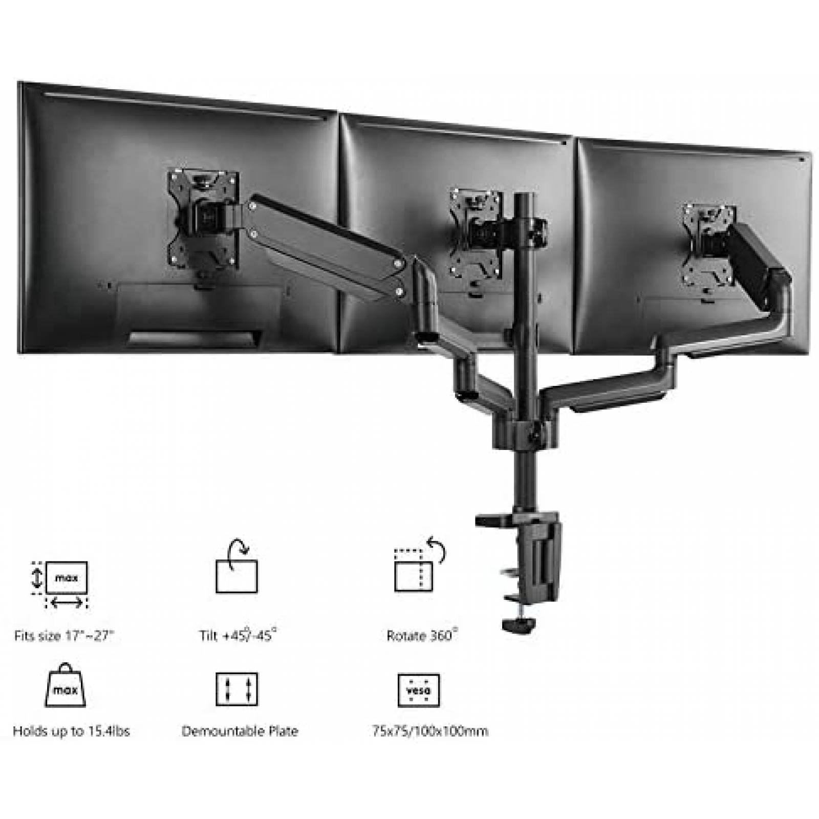 Soporte Triple de Televisin WALI GSDM003 27'' Premium
