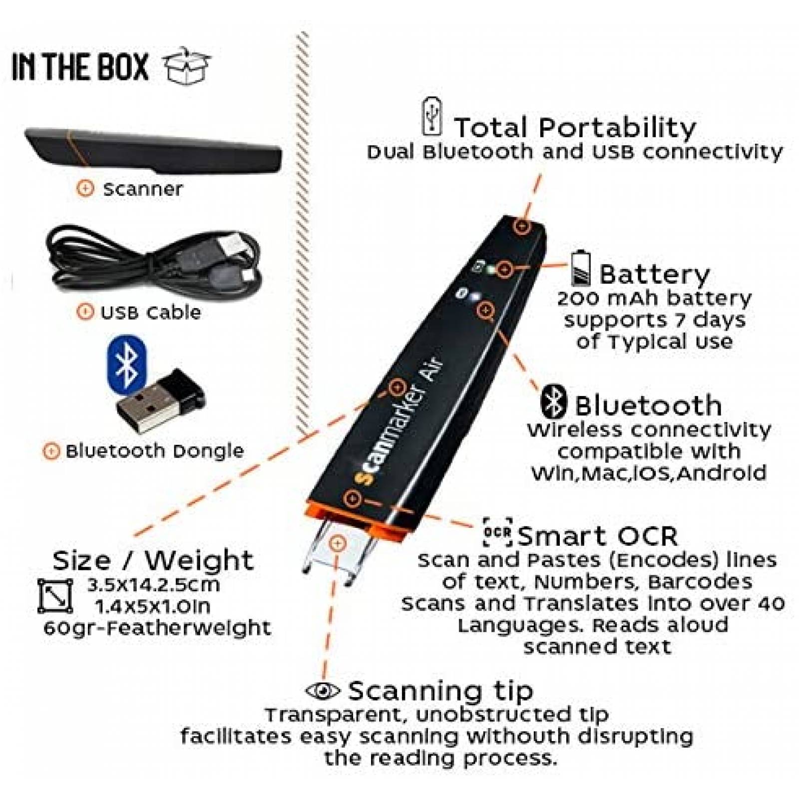 Escner Escritura Scanmarker BLE Inalmbrico Compatible
