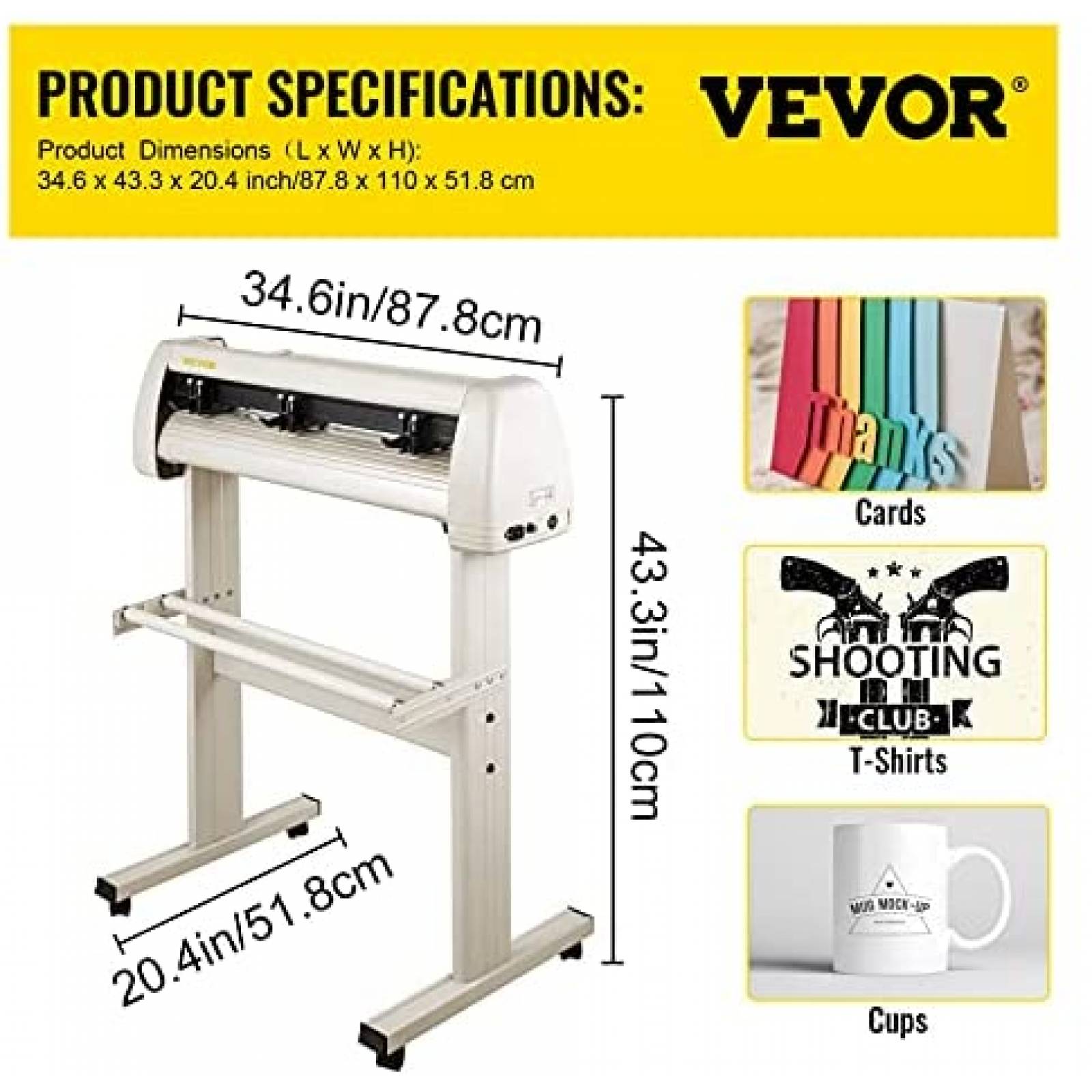 Cortadora de vinilo VEVOR papel 28" 20 cuchillas -Blanco
