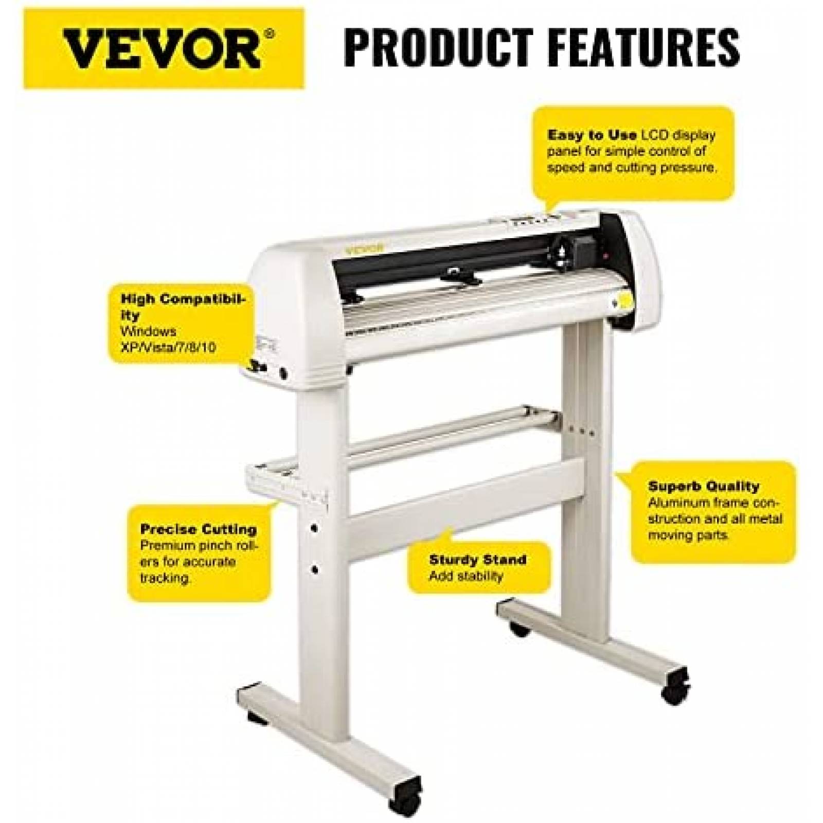 Cortadora de vinilo VEVOR papel 28" 20 cuchillas -Blanco
