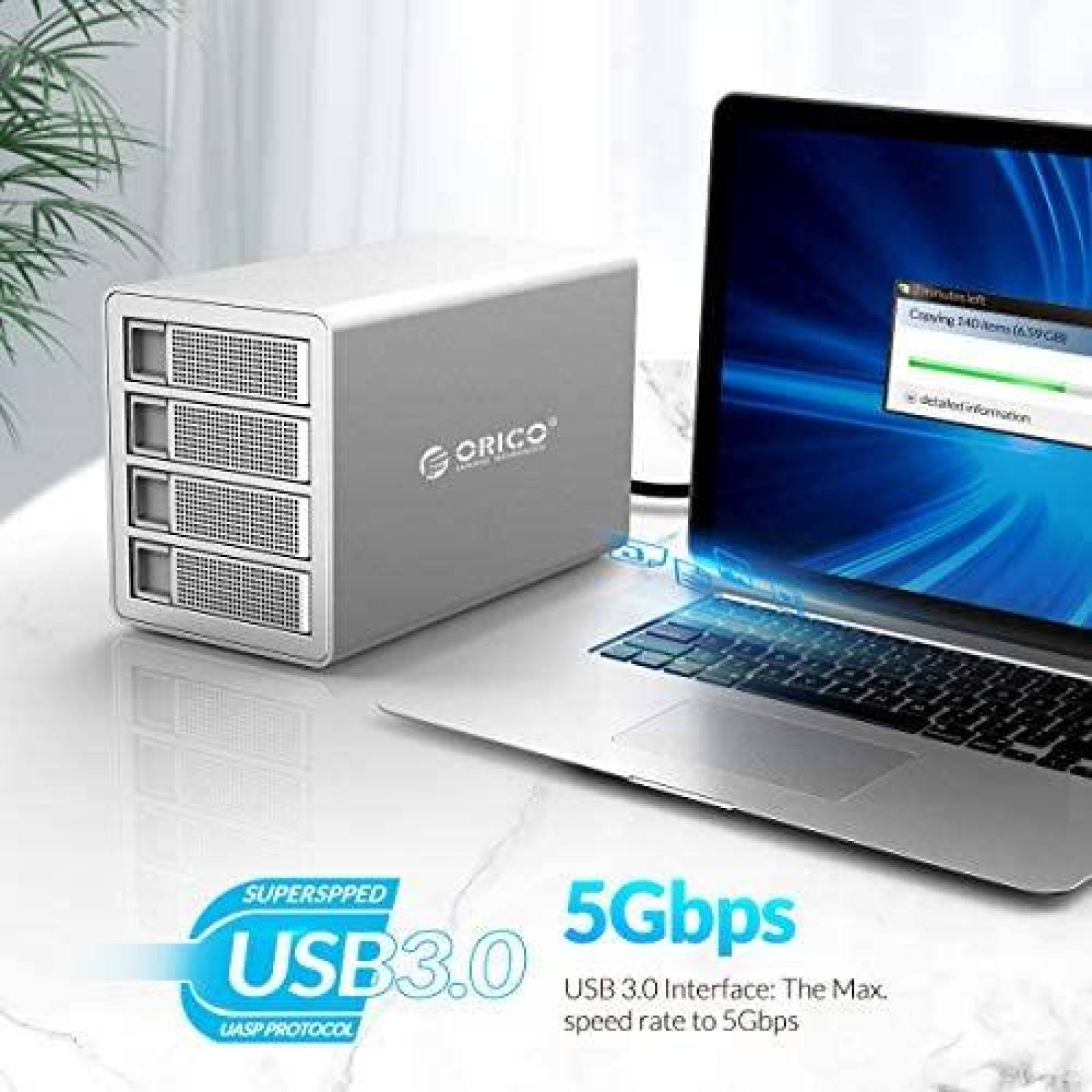 Carcasa de disco duro externo ORICO 4 Bay USB 3.0 a SATA